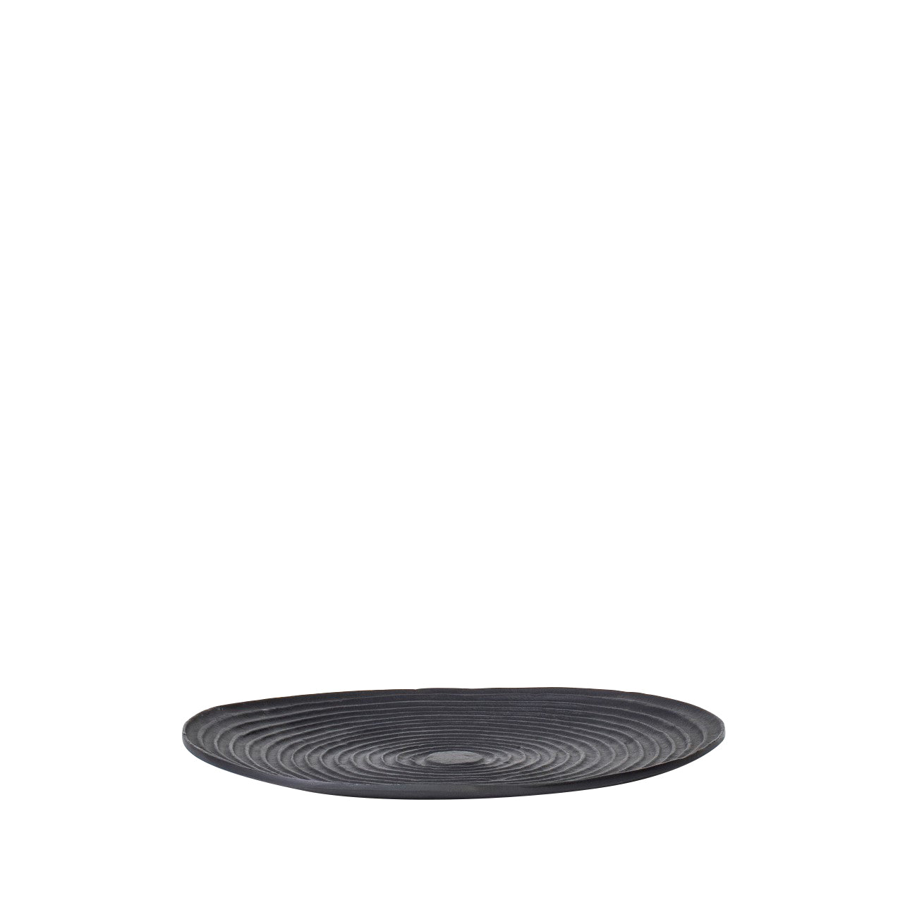 Large Round Ridged Black Dish