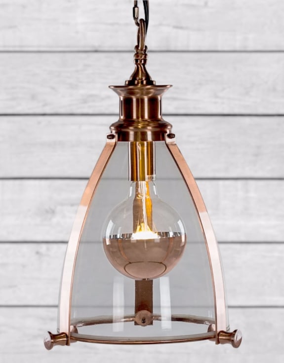 Copper & Glass Lantern Ceiling Light