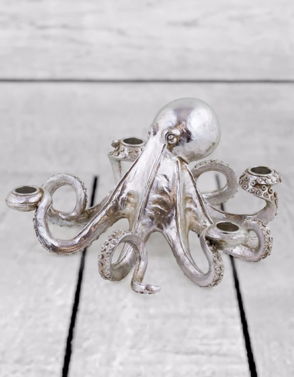 Silver Octopus Candle Holder