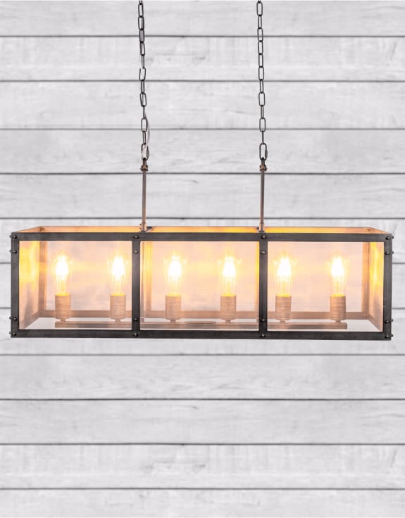 Rectangular Iron Industrial Chandelier