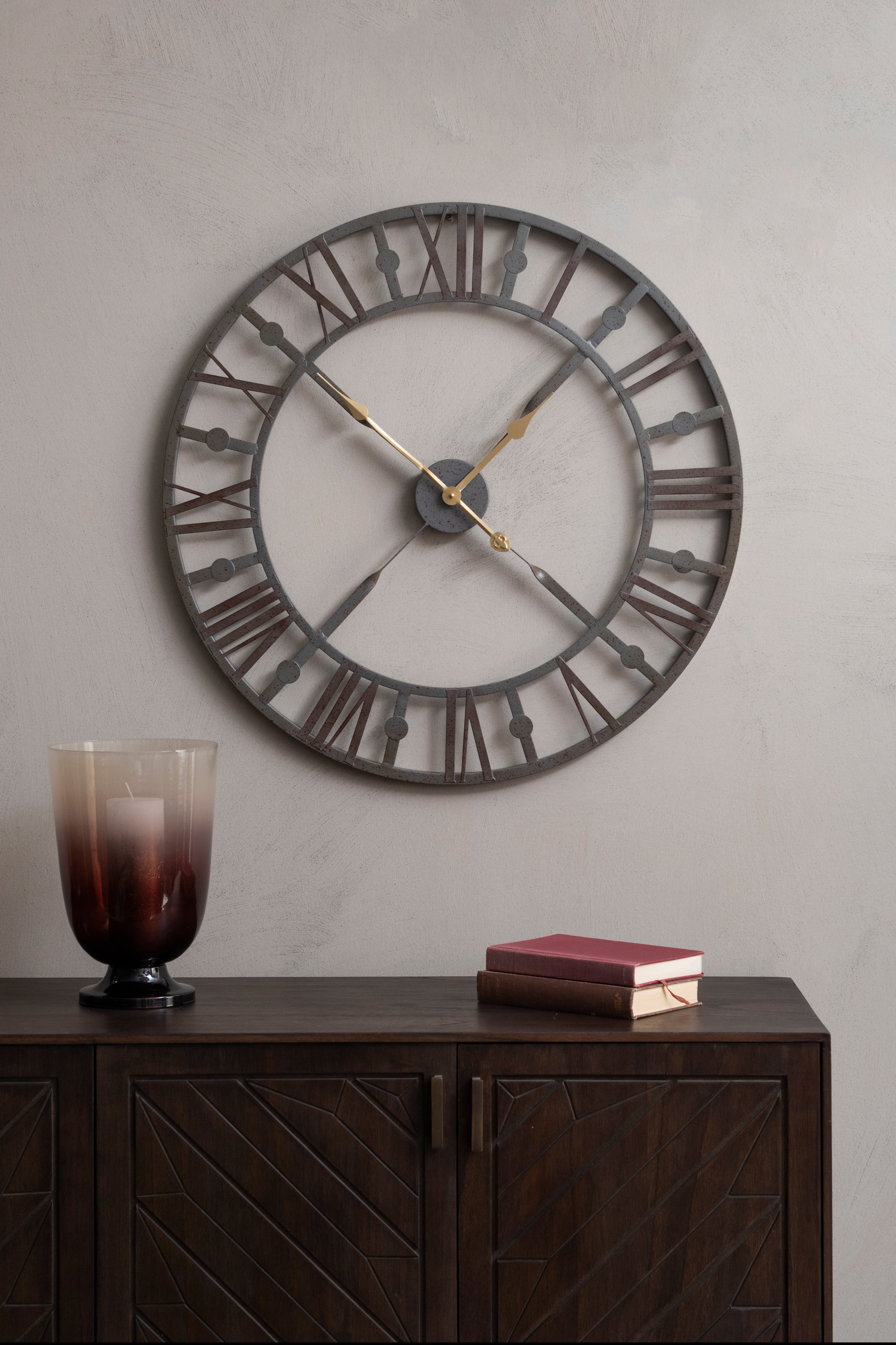 Antique Grey skeleton Wall Clock