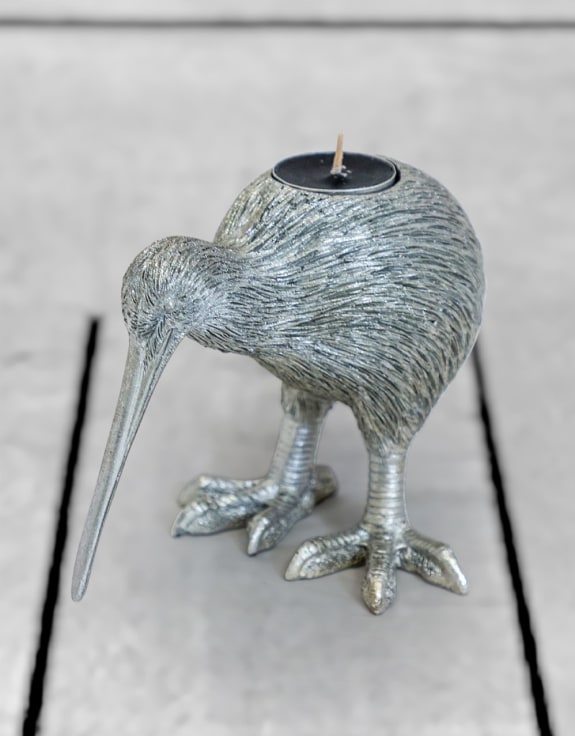 Silver Kiwi Bird Tealight Holder