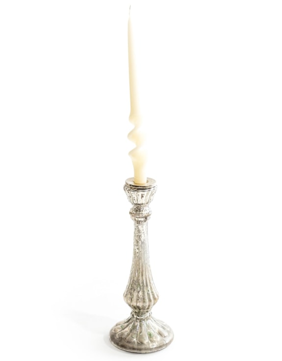 Medium Antique Silver Glass Candle Holder