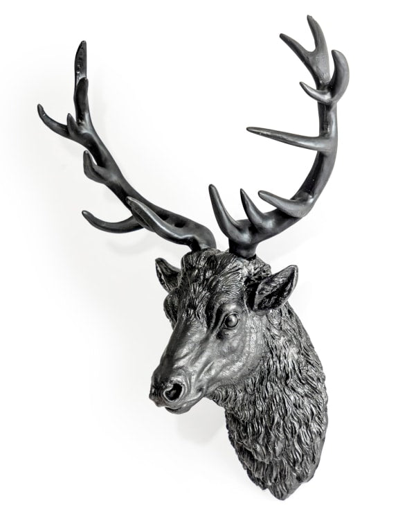 Large Matt Black Stag Wall Head