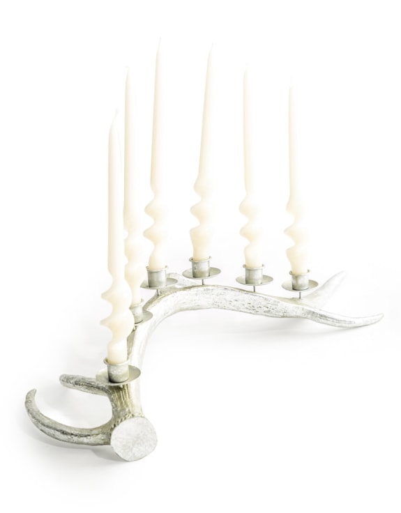 Antique Silver Antler Candle Holder