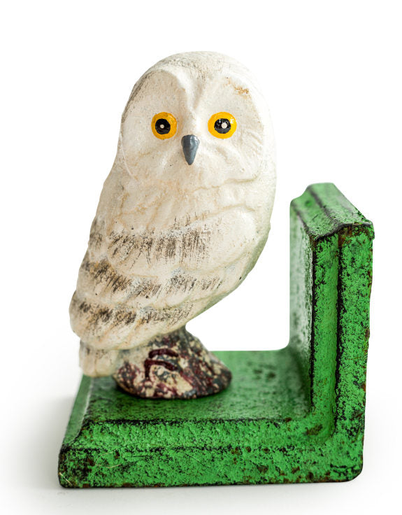 Cast Iron Antiqued Pair of Owl Bookends