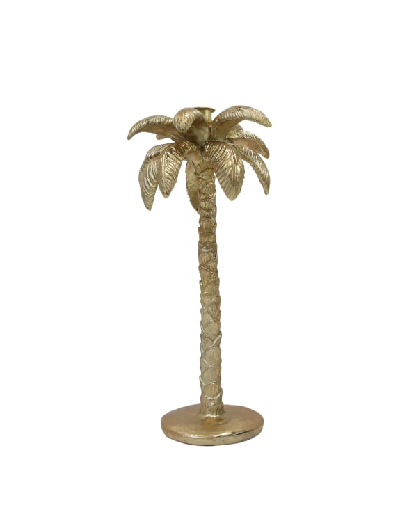 Antique Gold Palm Tree Candle Holder
