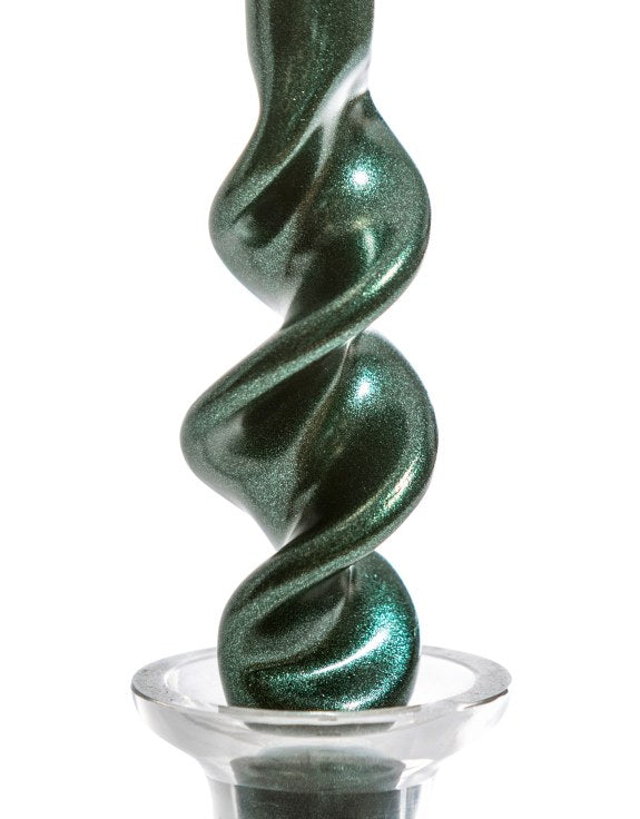 Set of 8 Handmade Gloss Bottle Green Candles