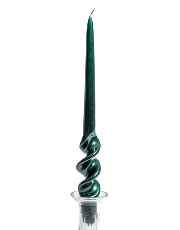Set of 8 Handmade Gloss Bottle Green Candles