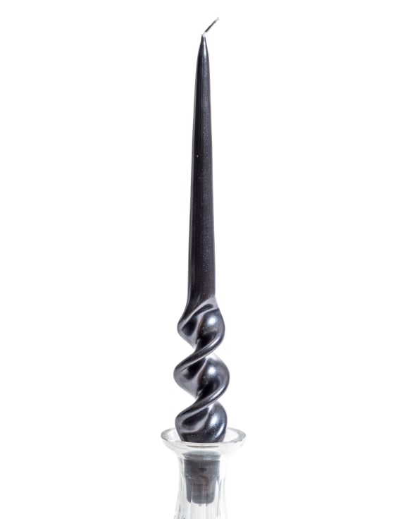 Set of 8 Handmade Metallic Black Candles