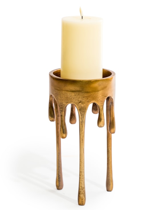 Large Gold 'Dali' Drip Candle Holder
