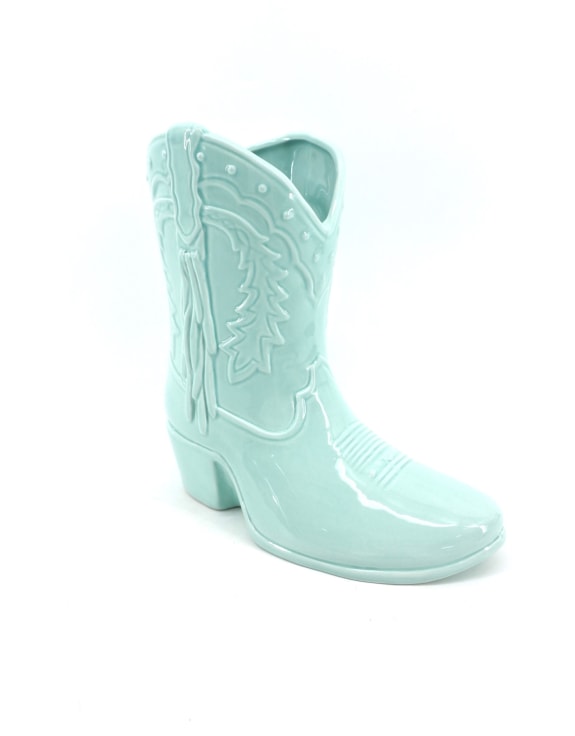 "Swiftie" Bright Blue Cowboy Boot Ceramic Vase