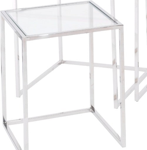 Lilian Stainless Steel And Glass Set Of 3 Nesting Tables
