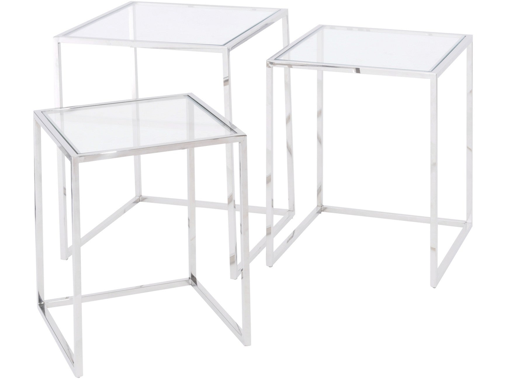 Lilian Stainless Steel And Glass Set Of 3 Nesting Tables