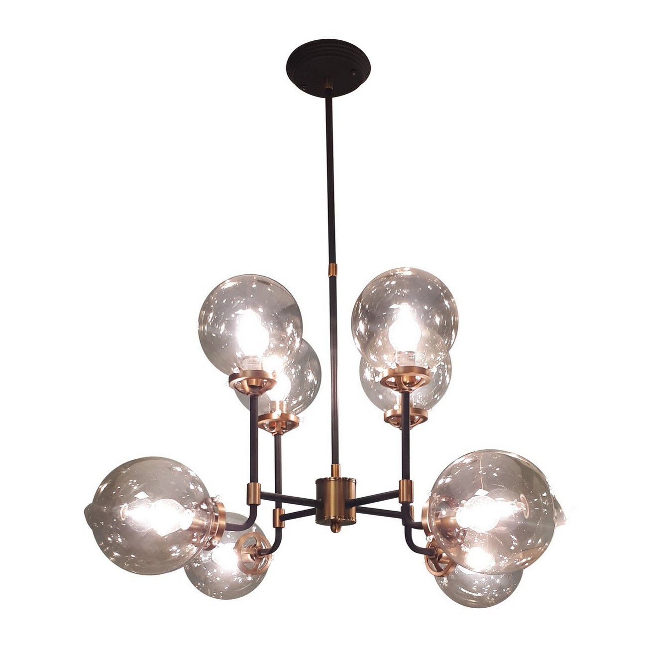 Art Deco Black And Brass Chandelier