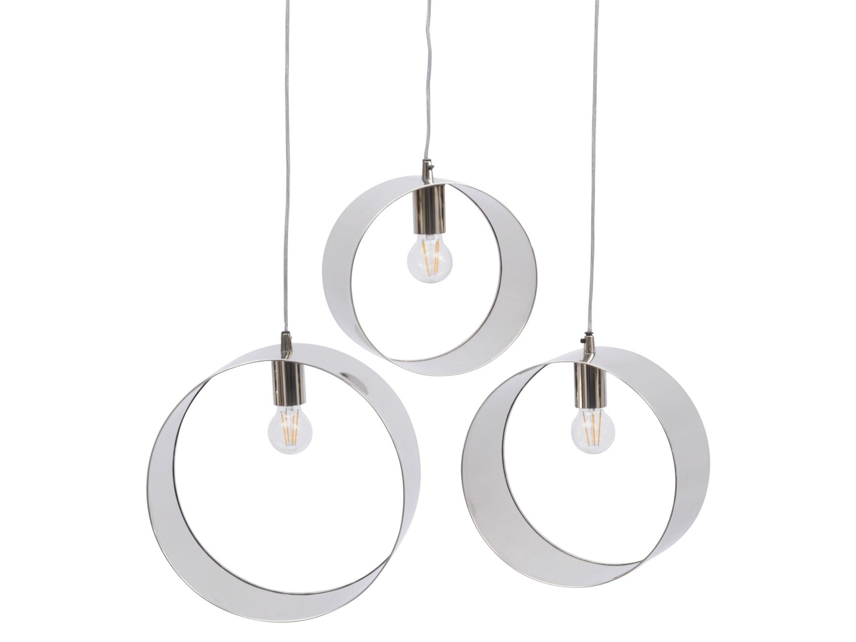Arianna Polished Silver 3 Ring Pendant Light