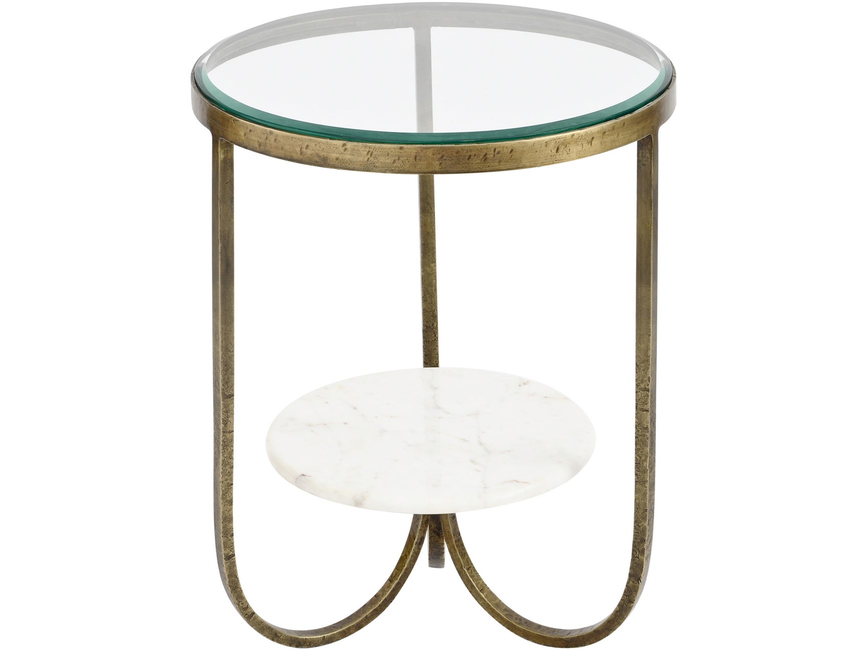 Noble White Marble And Antique Gold Iron Side Table