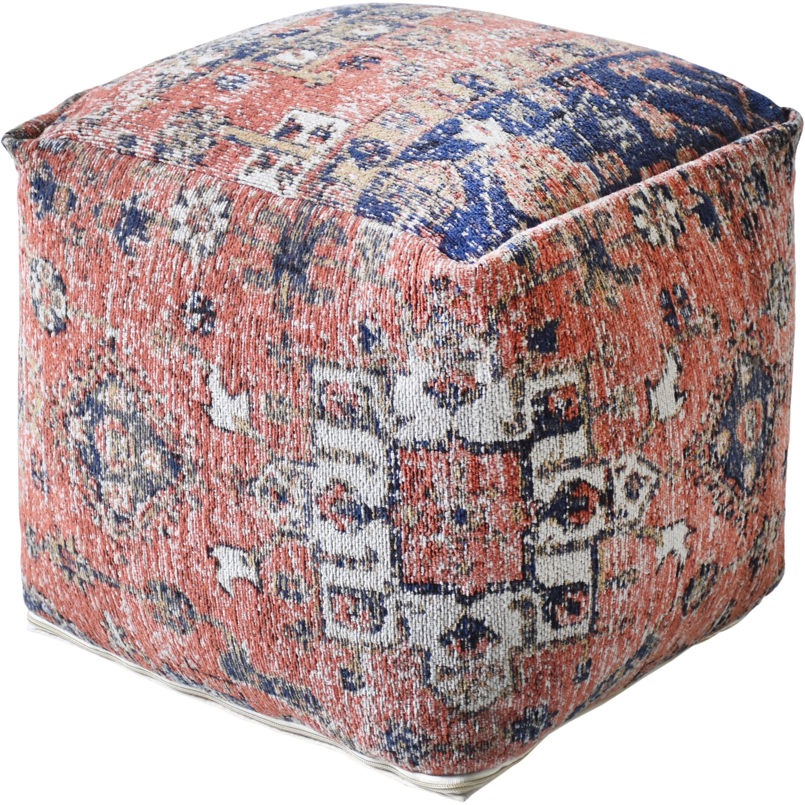 Ginny Jacquared Woven Multi Colour Cotton Pouffe