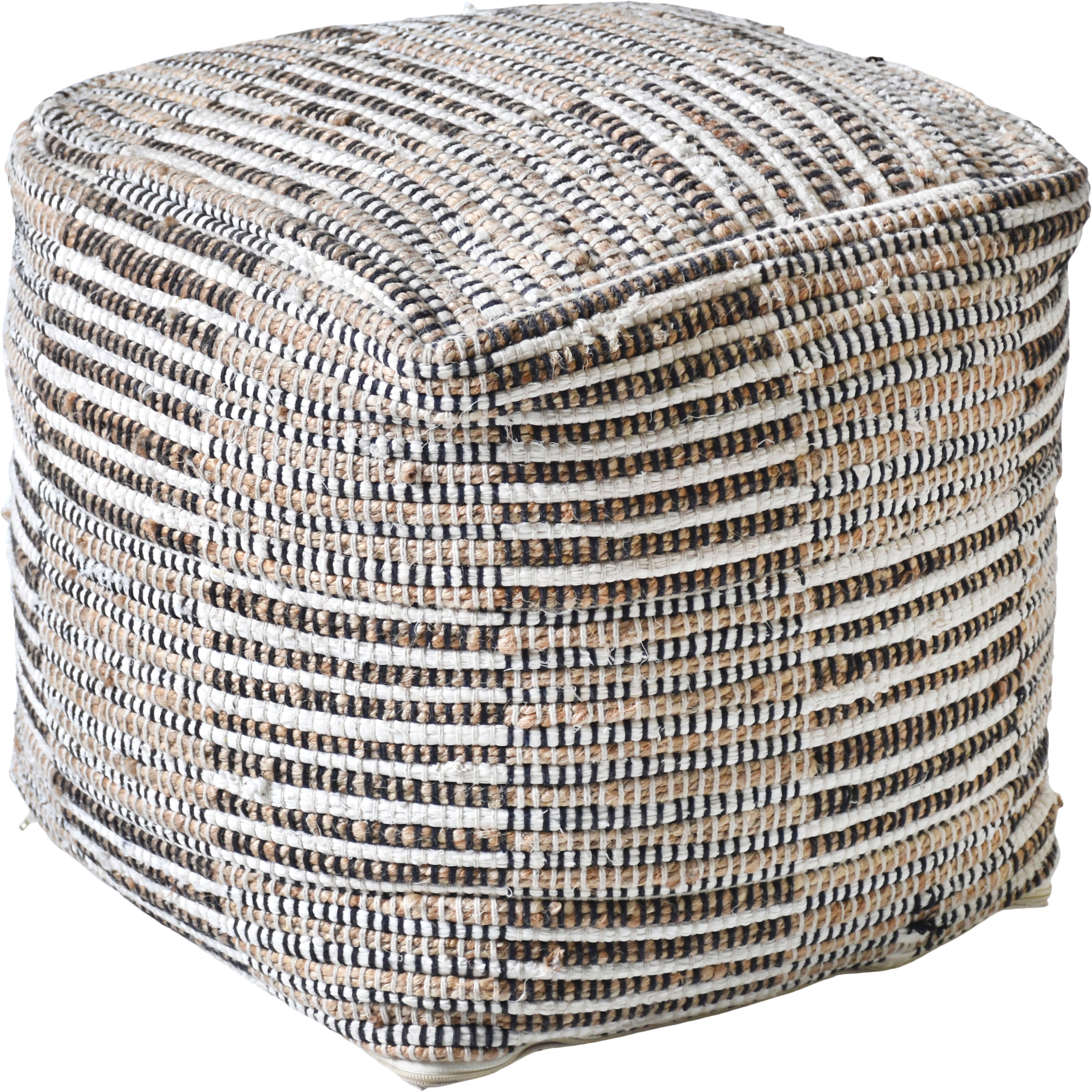 Konnie Hand Woven Ivory & Natural Hemp Pouffe