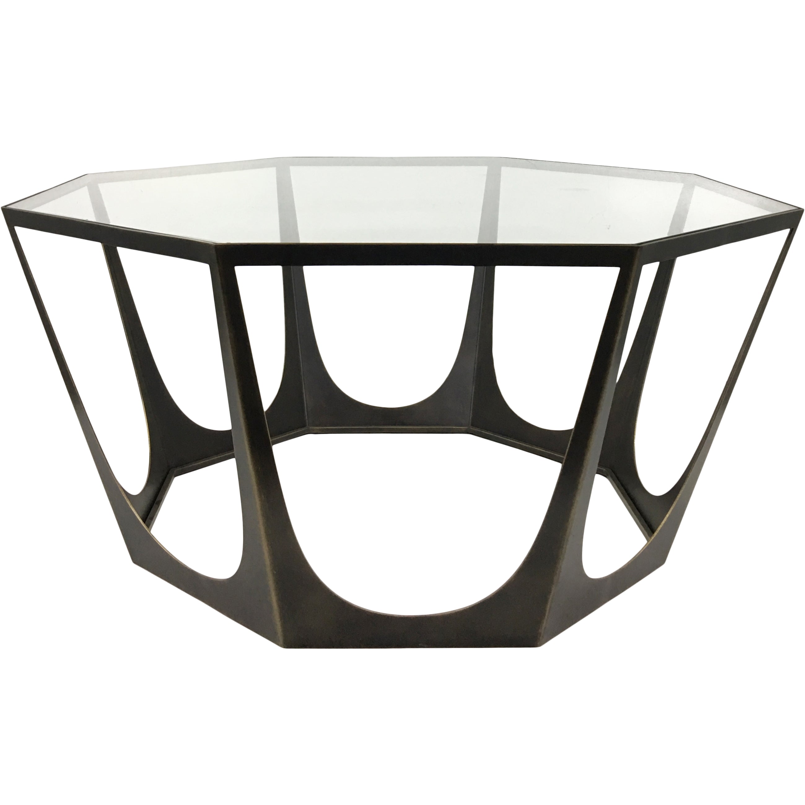Cecilia Bronze Gilded Coffee Table with Glass Top