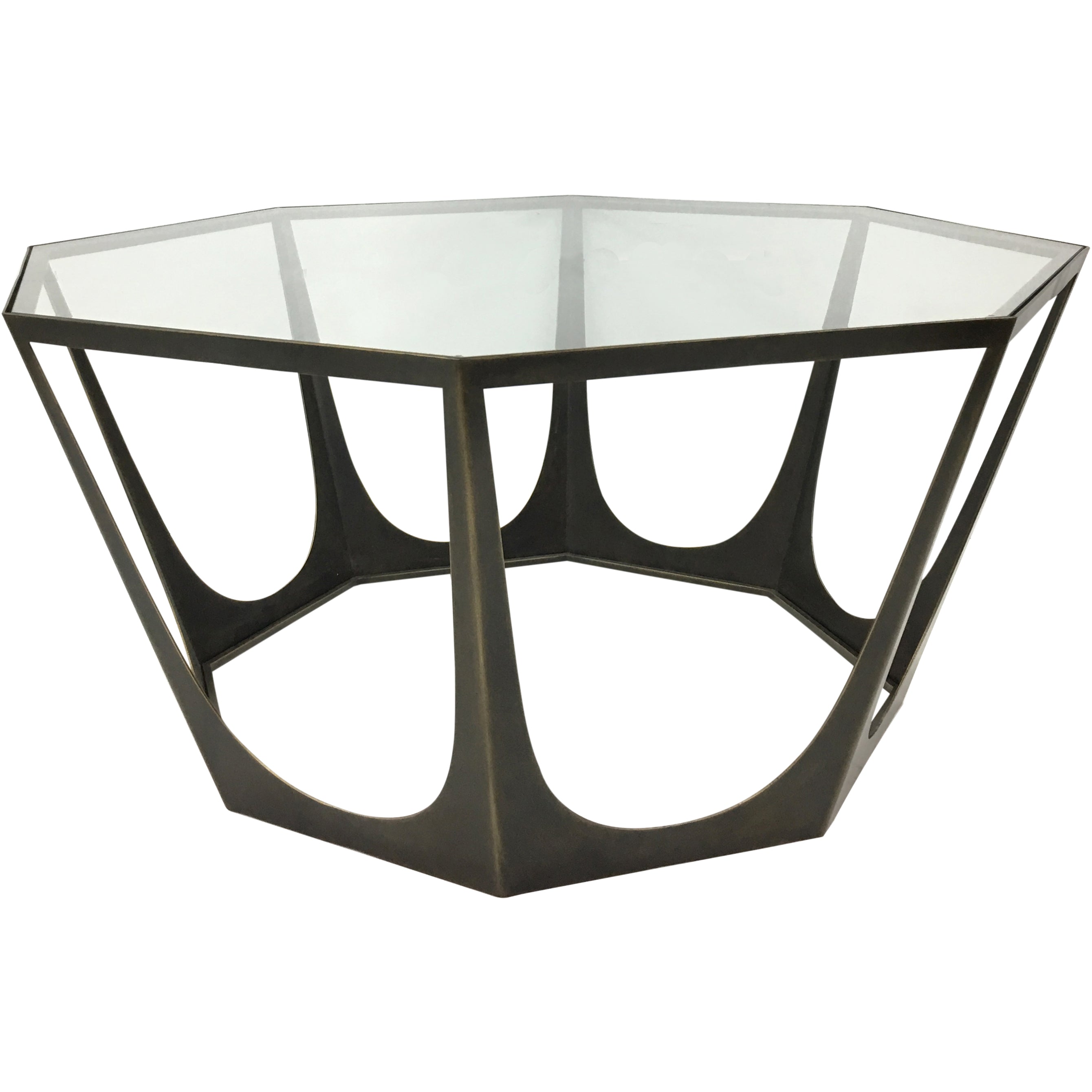 Cecilia Bronze Gilded Coffee Table with Glass Top