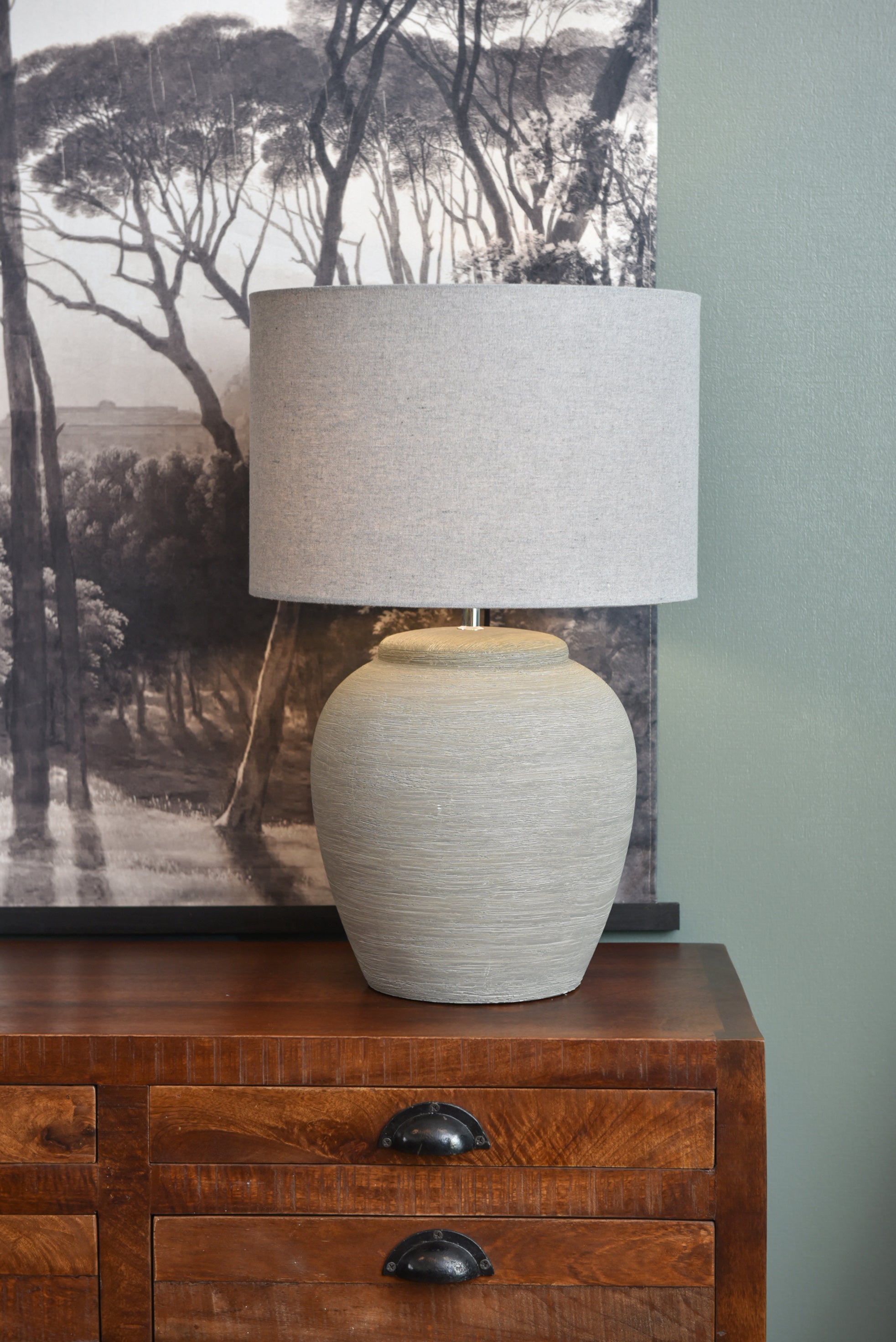 Brayden Etched Grey Large Ceramic Lamp