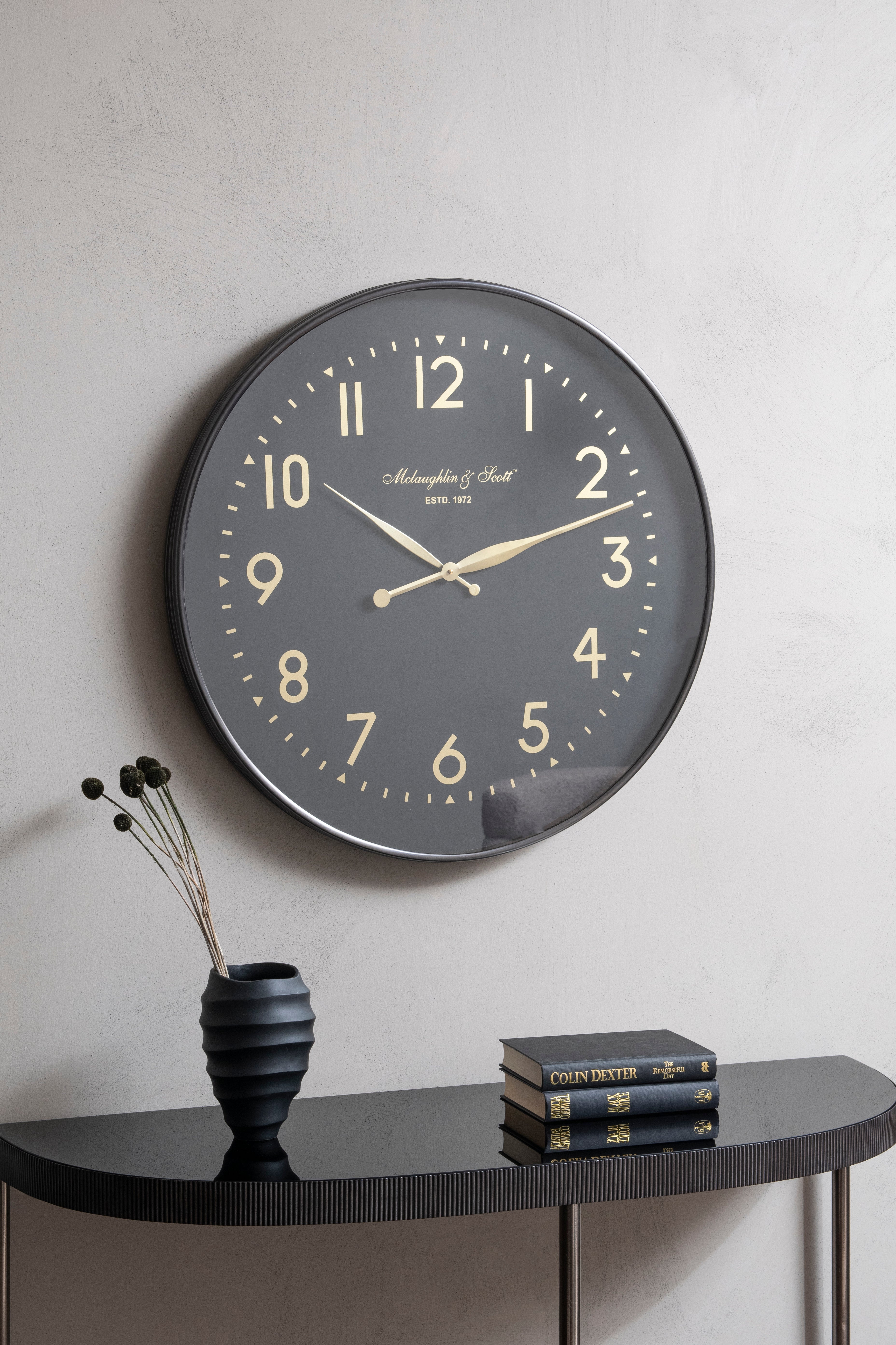 Christy Black and Gold Wall Clock