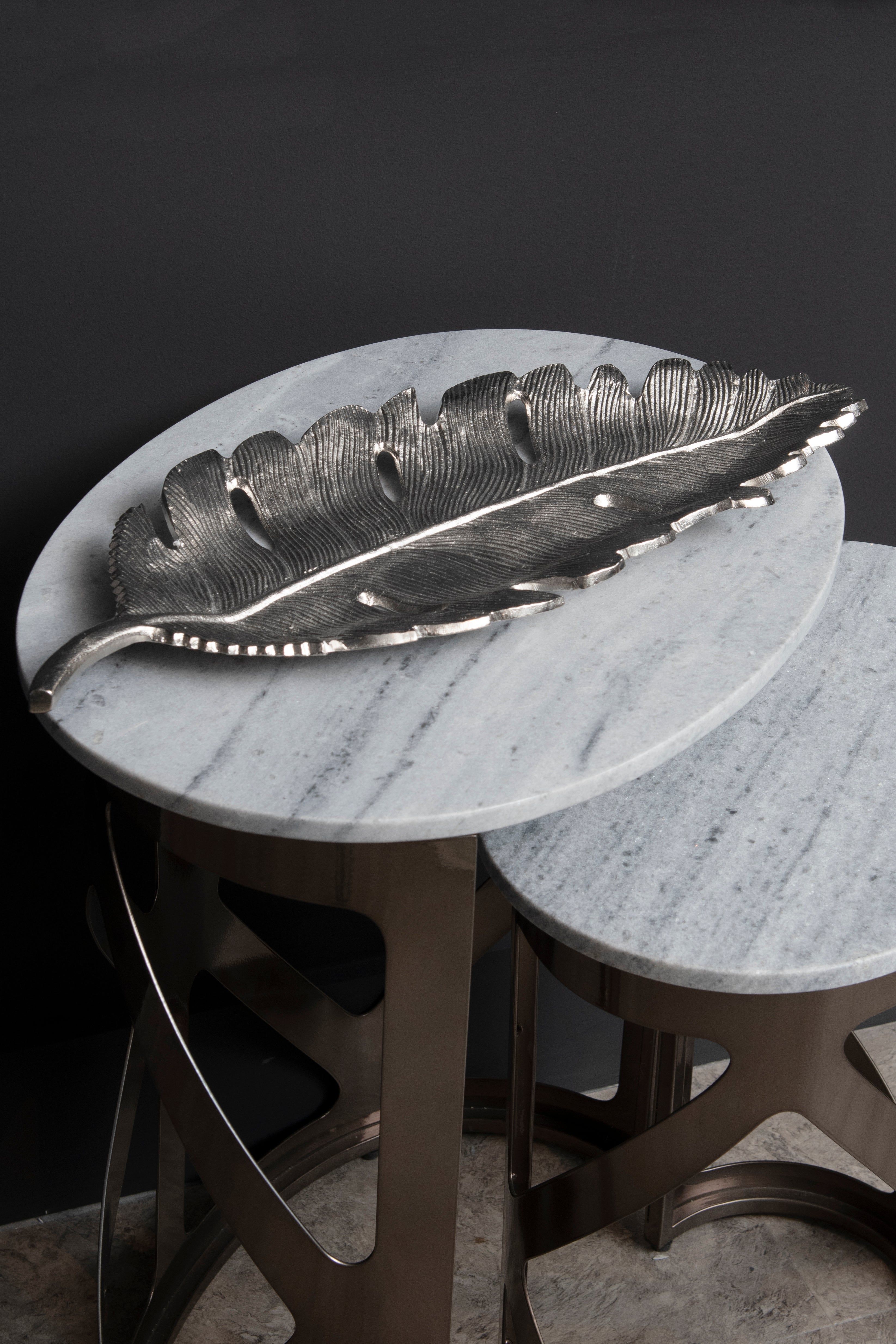 Large Feather Platter in Nickel Finish