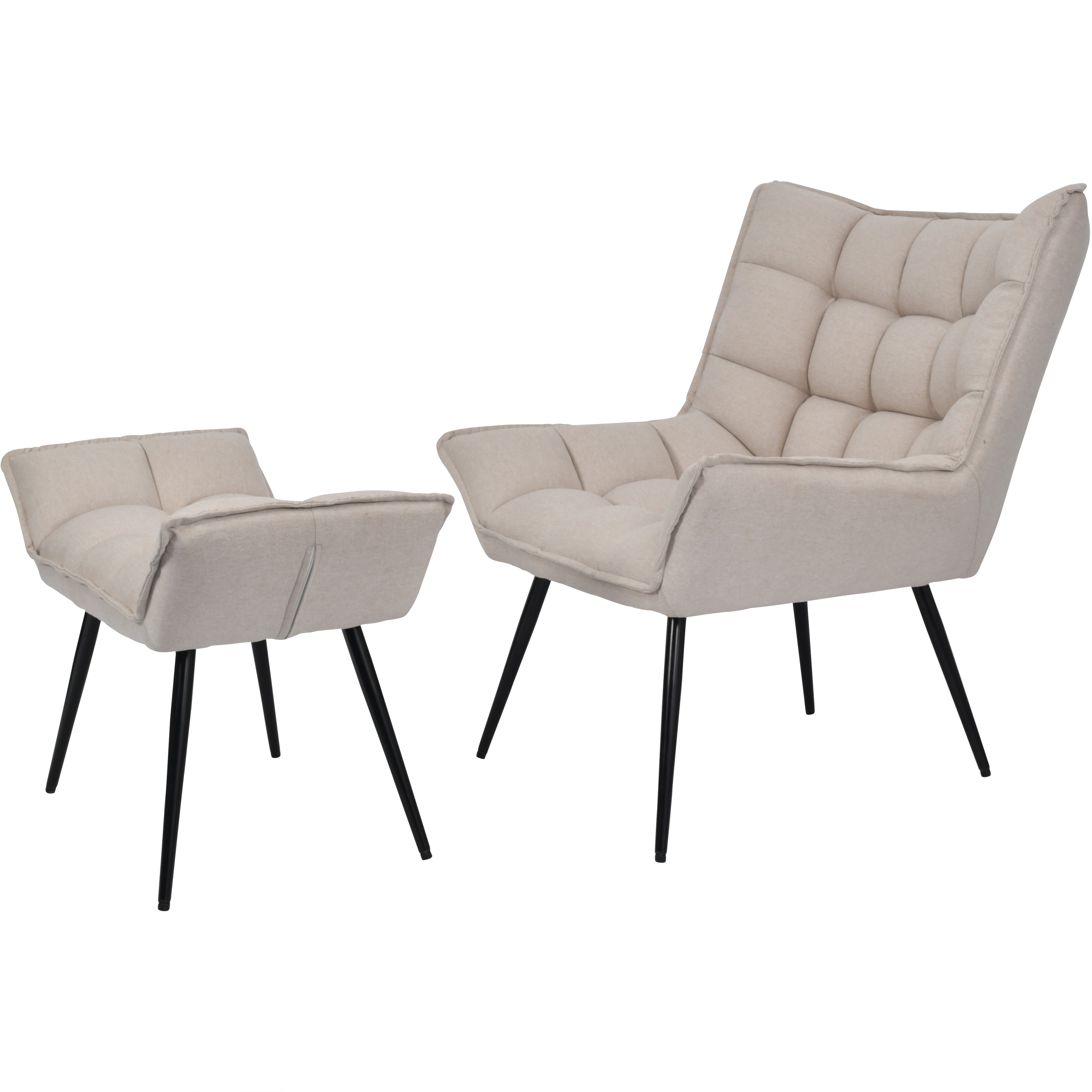 Christy Occasional Chair with Footstool in Oatmeal Fabric