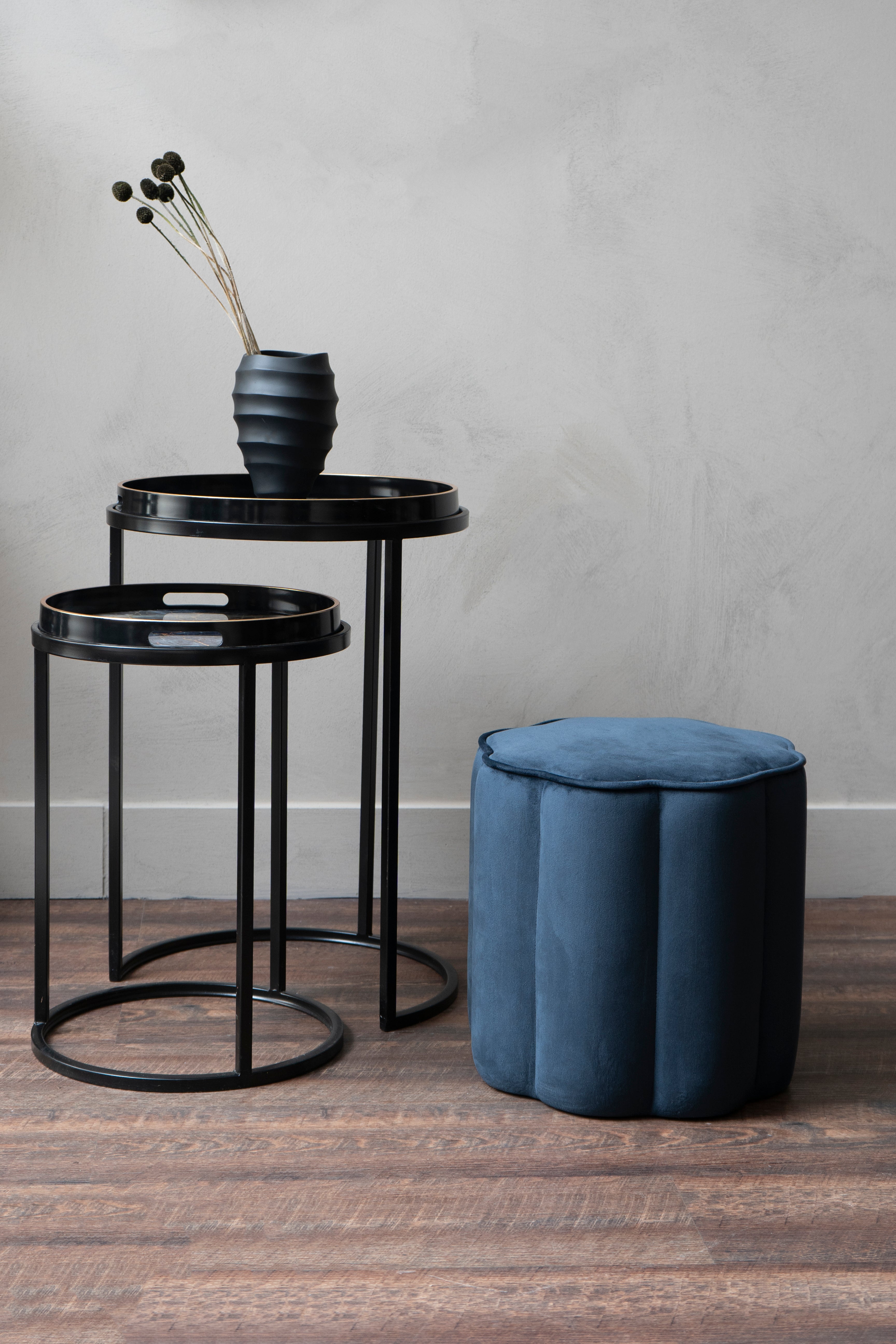 Serena Scallop Royal Blue Footstool