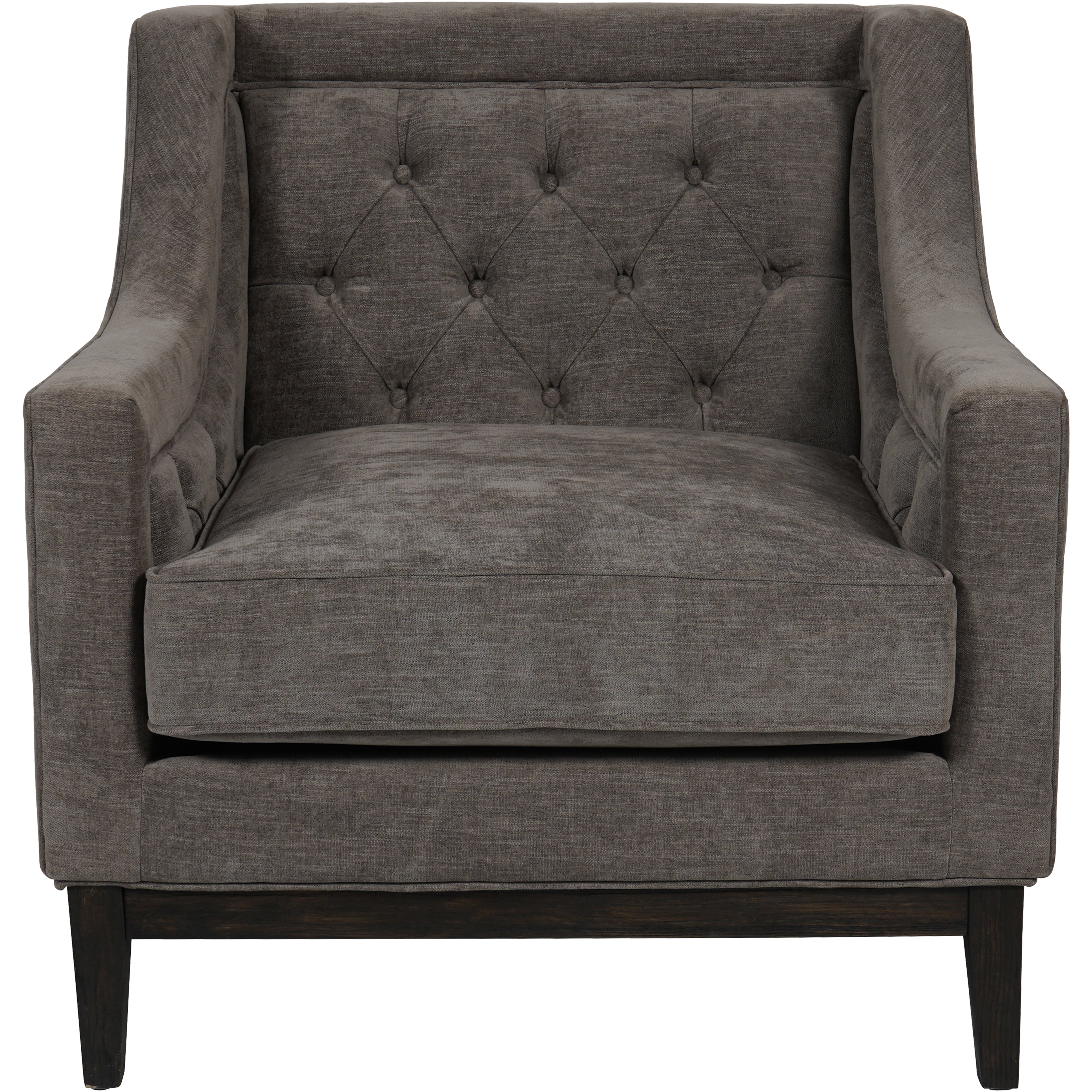 Tallow Buttoned Armchair in Warm Grey Fabric