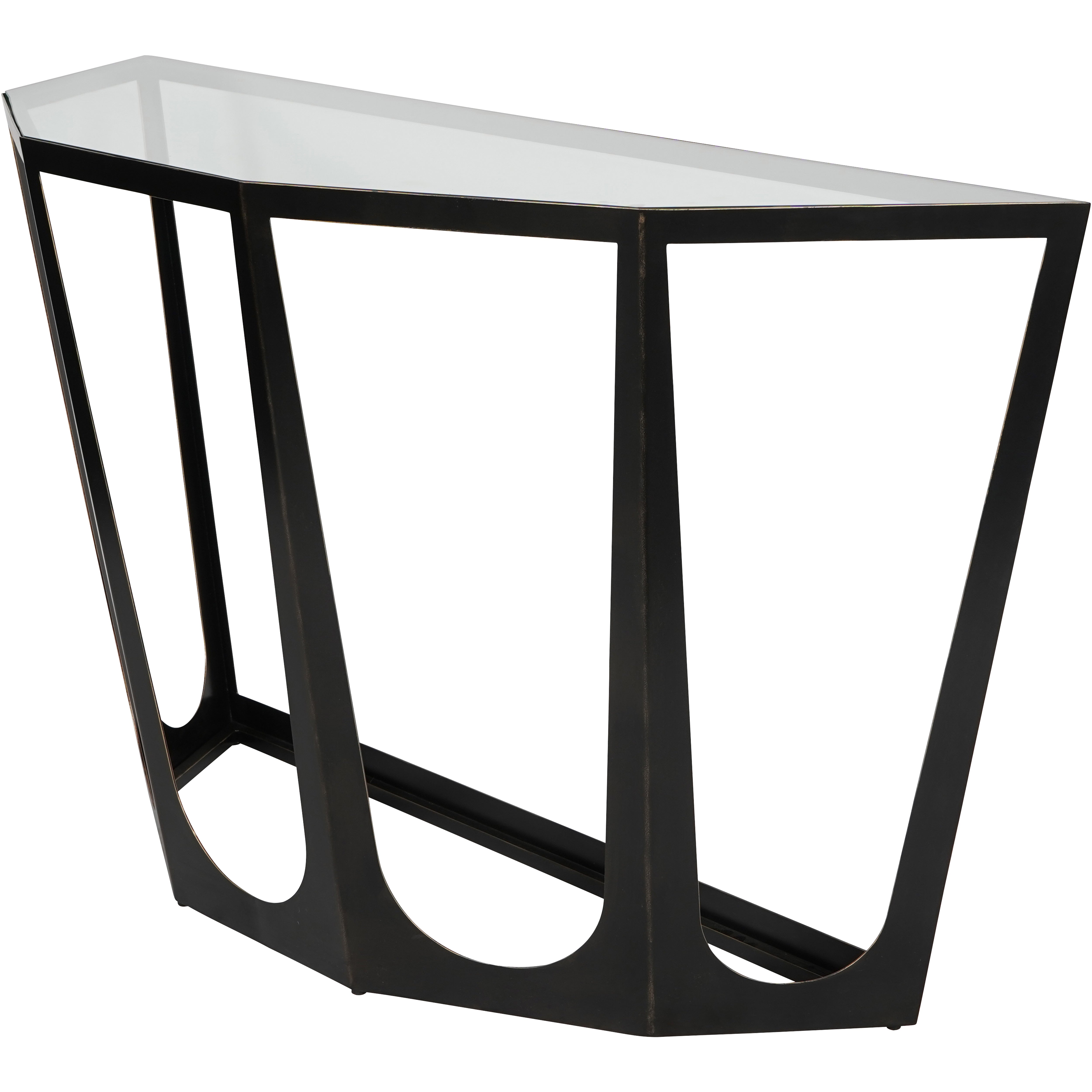 Cecilia Bronze Gilded Console Table with Glass Top