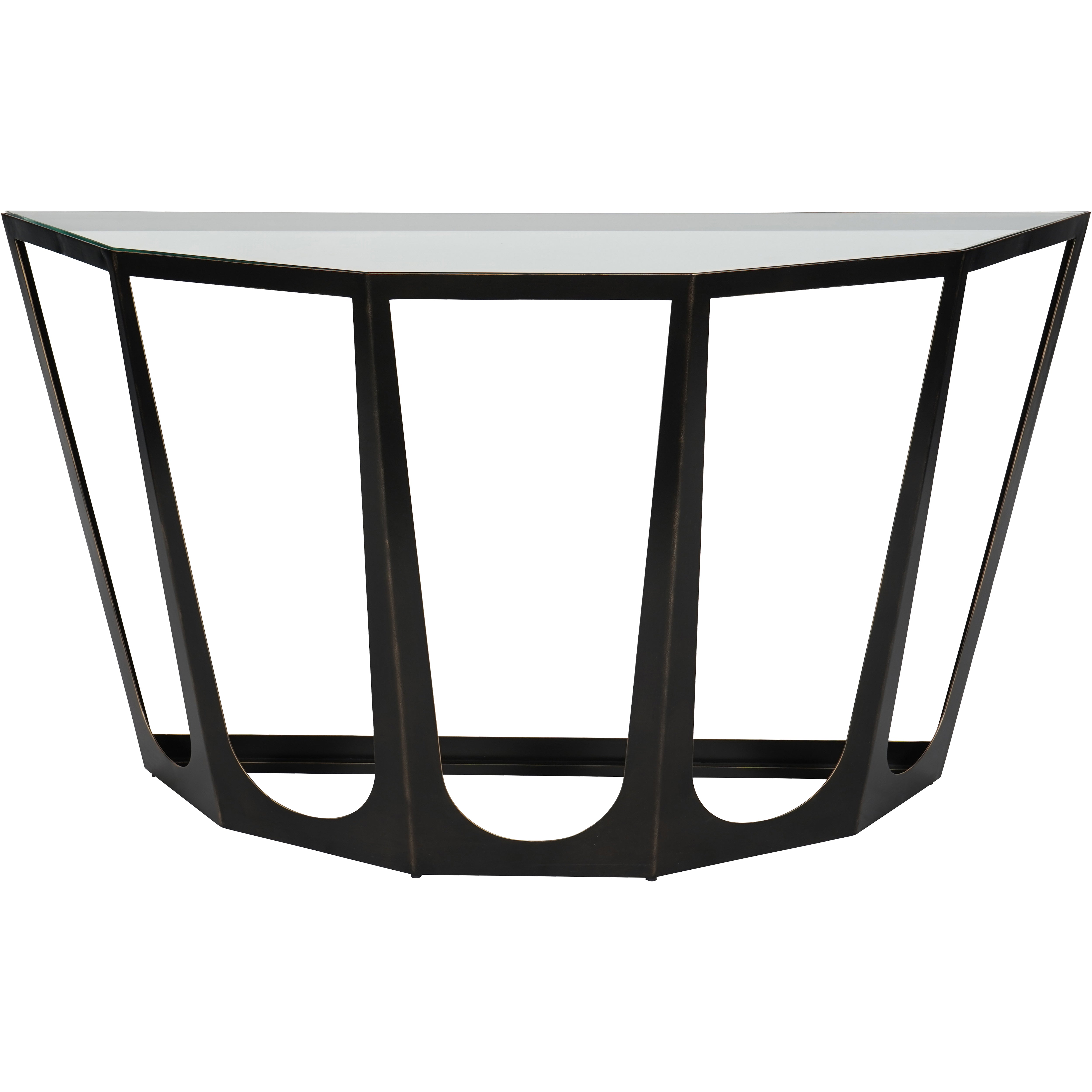 Cecilia Bronze Gilded Console Table with Glass Top
