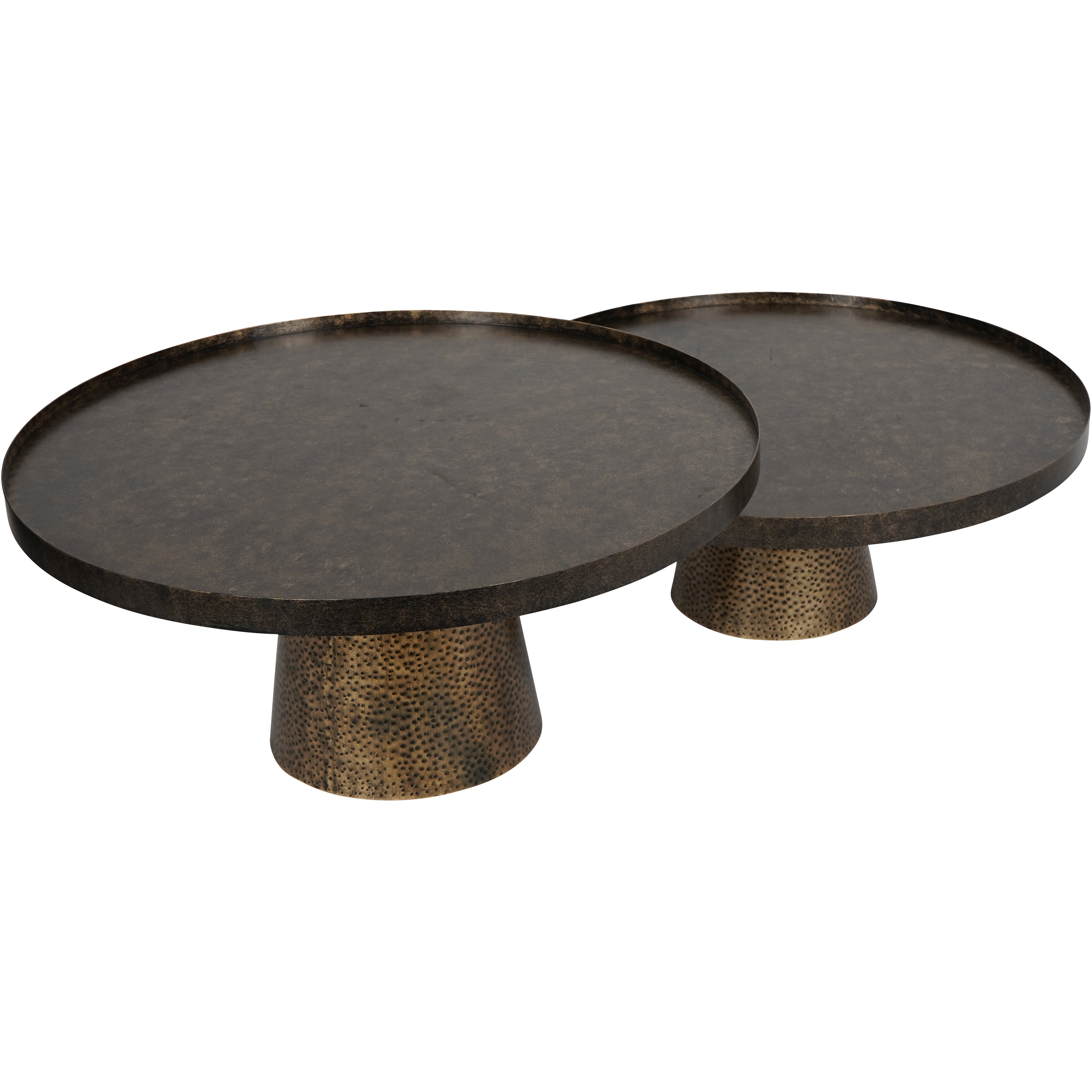 Sienna Set of 2 Iron Coffee Table in Rustic Antique Gold