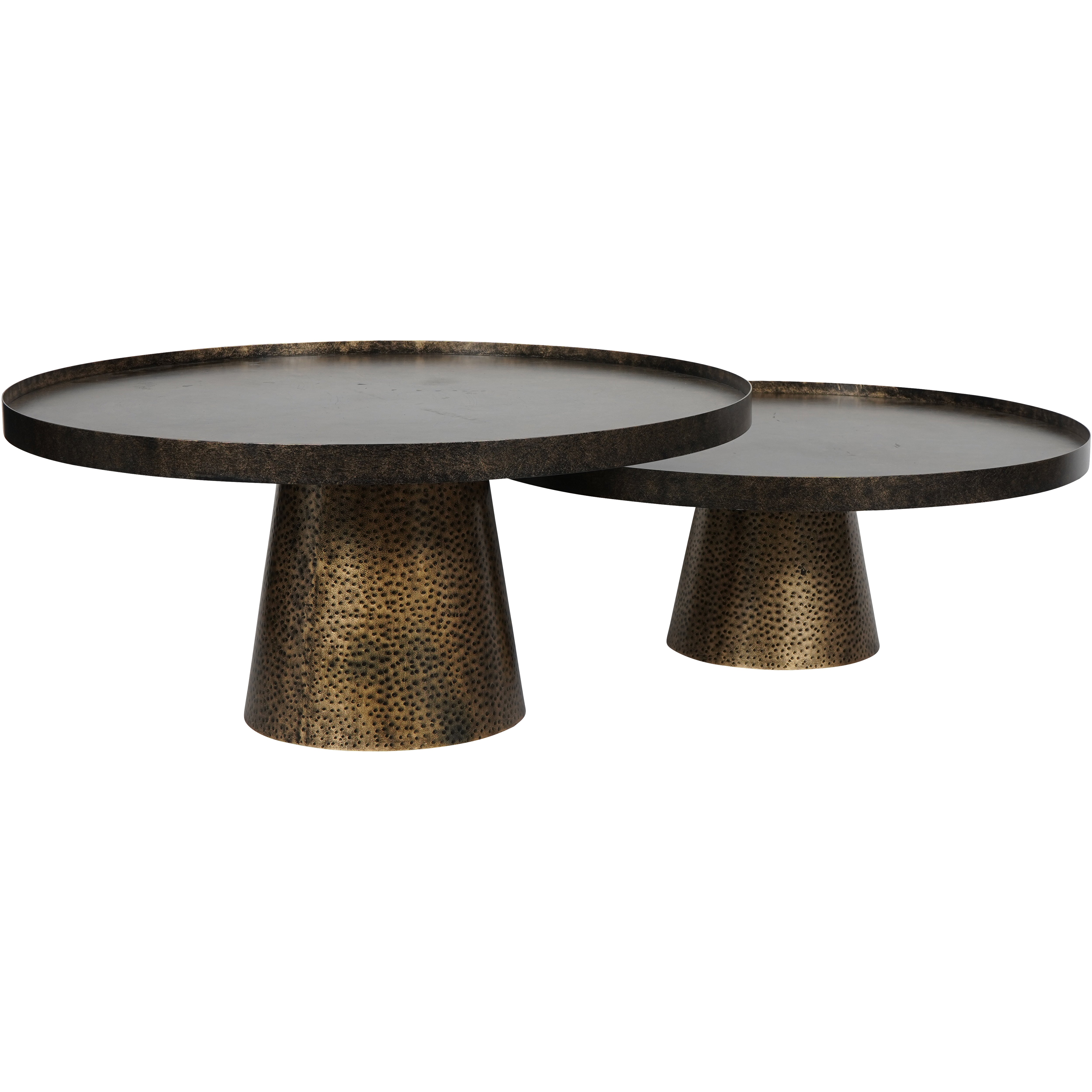 Sienna Set of 2 Iron Coffee Table in Rustic Antique Gold