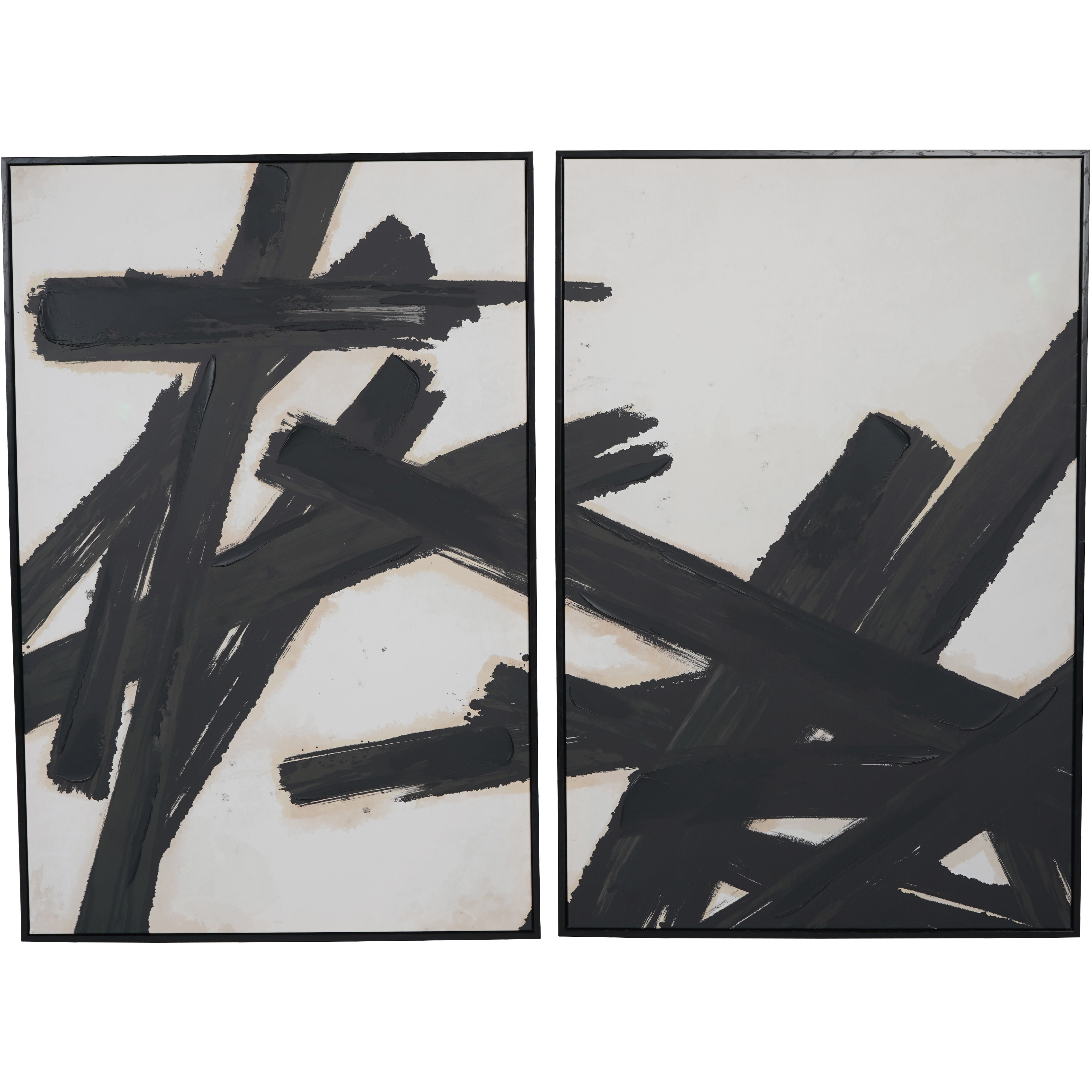 Set of 2 Hand Finished Brushstokes Canvases