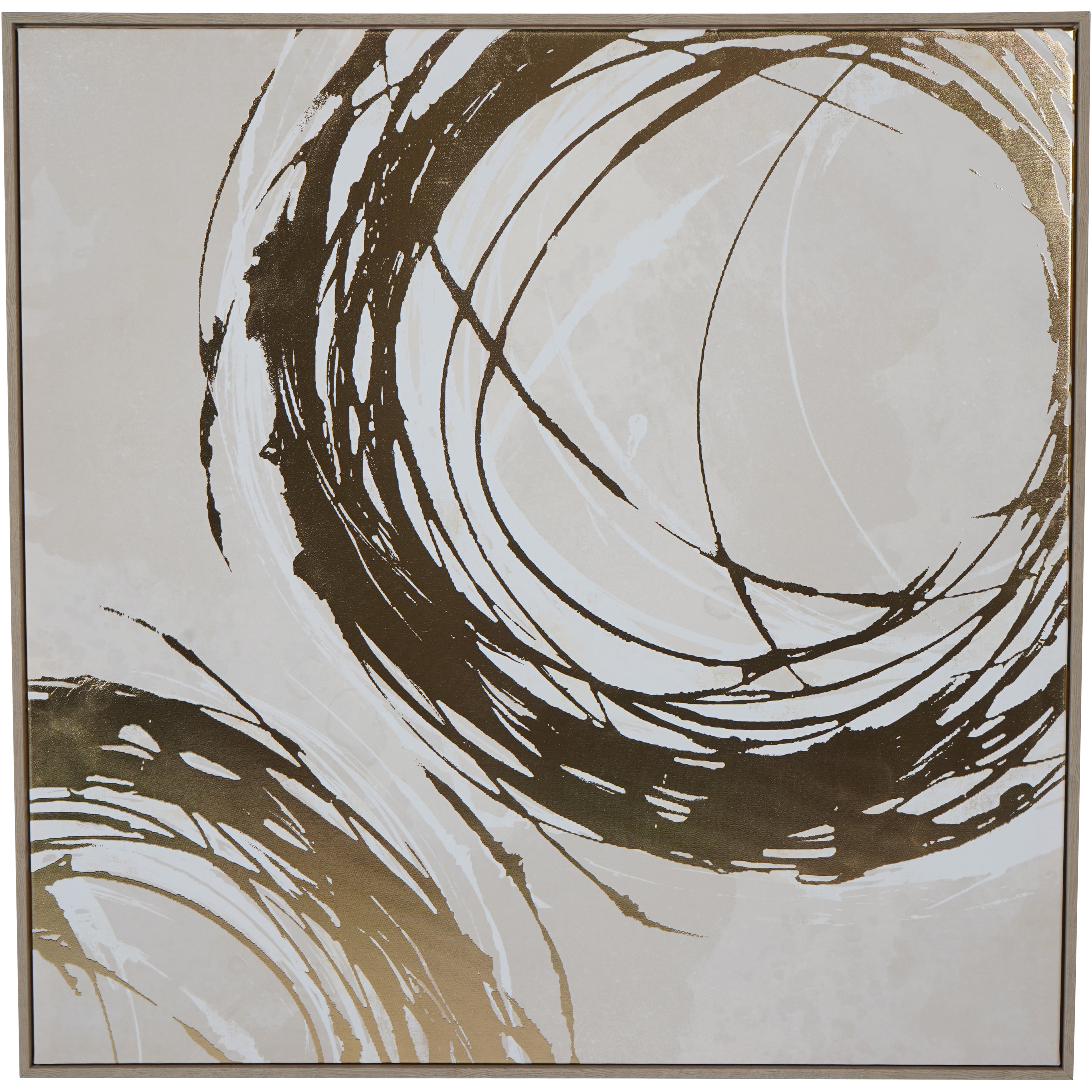 Golden Foiled Circles Framed Canvas