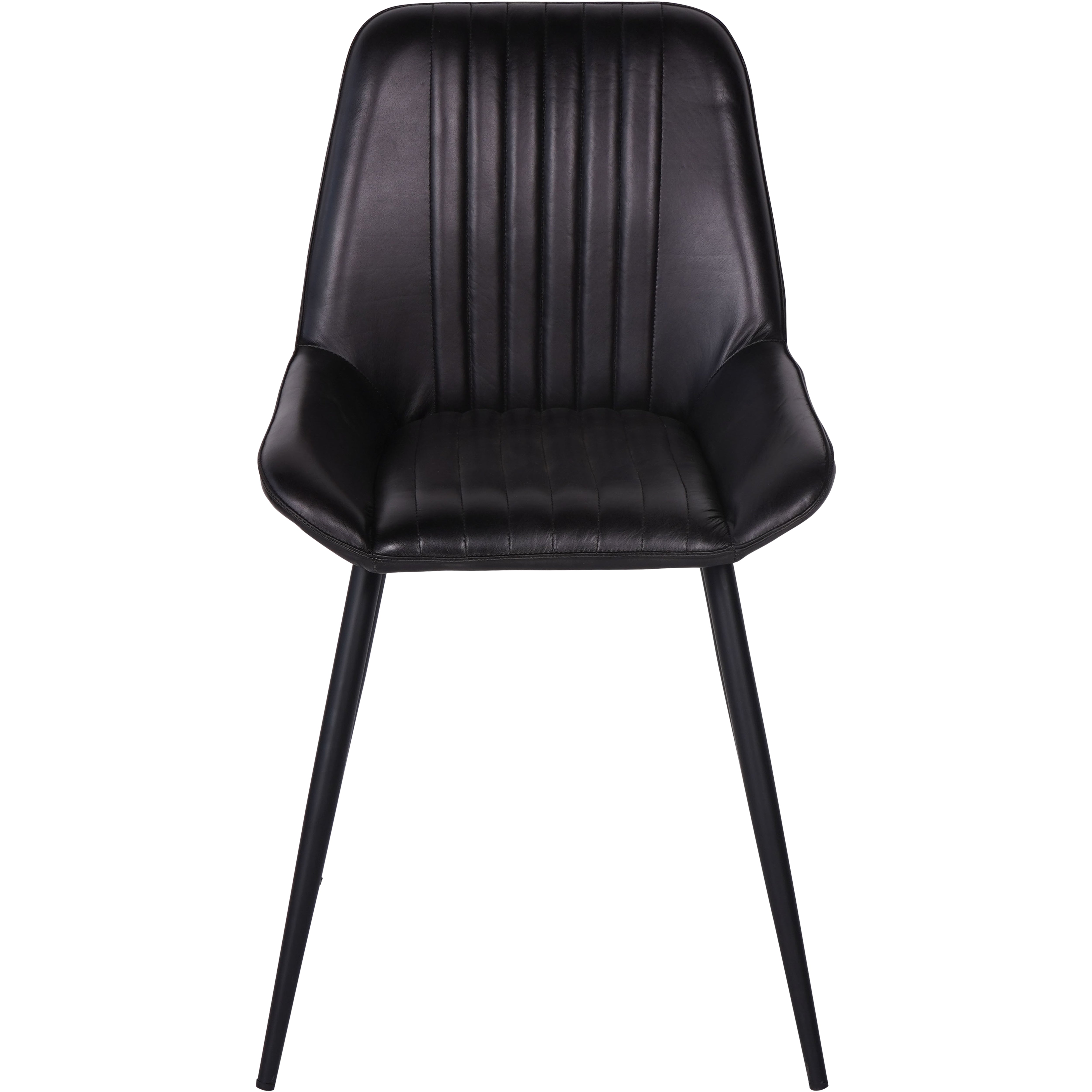 Pair of Penny Leather Dining Chairs in Charcoal