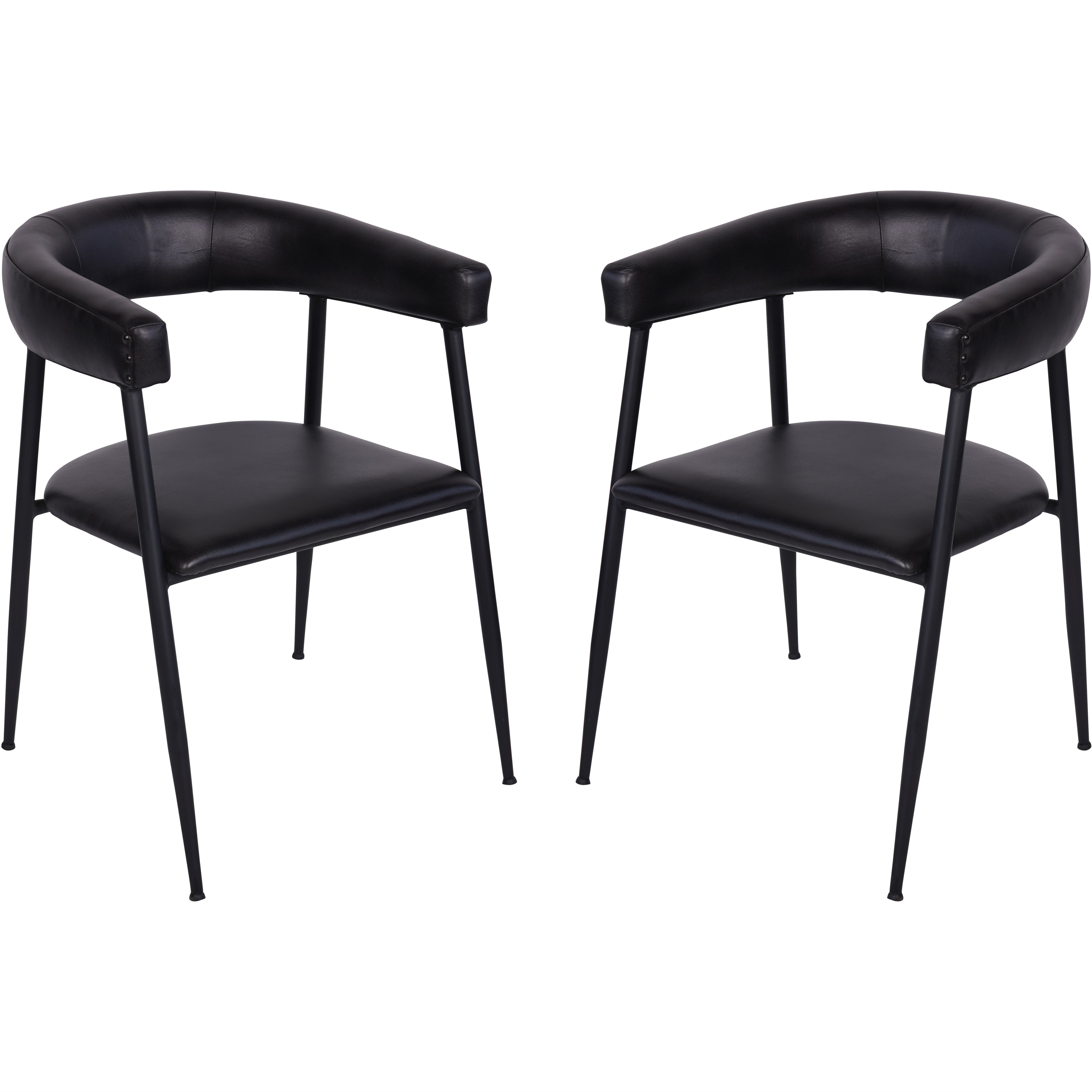 Pair of Chelsea Leather Dining Chairs in Charcoal
