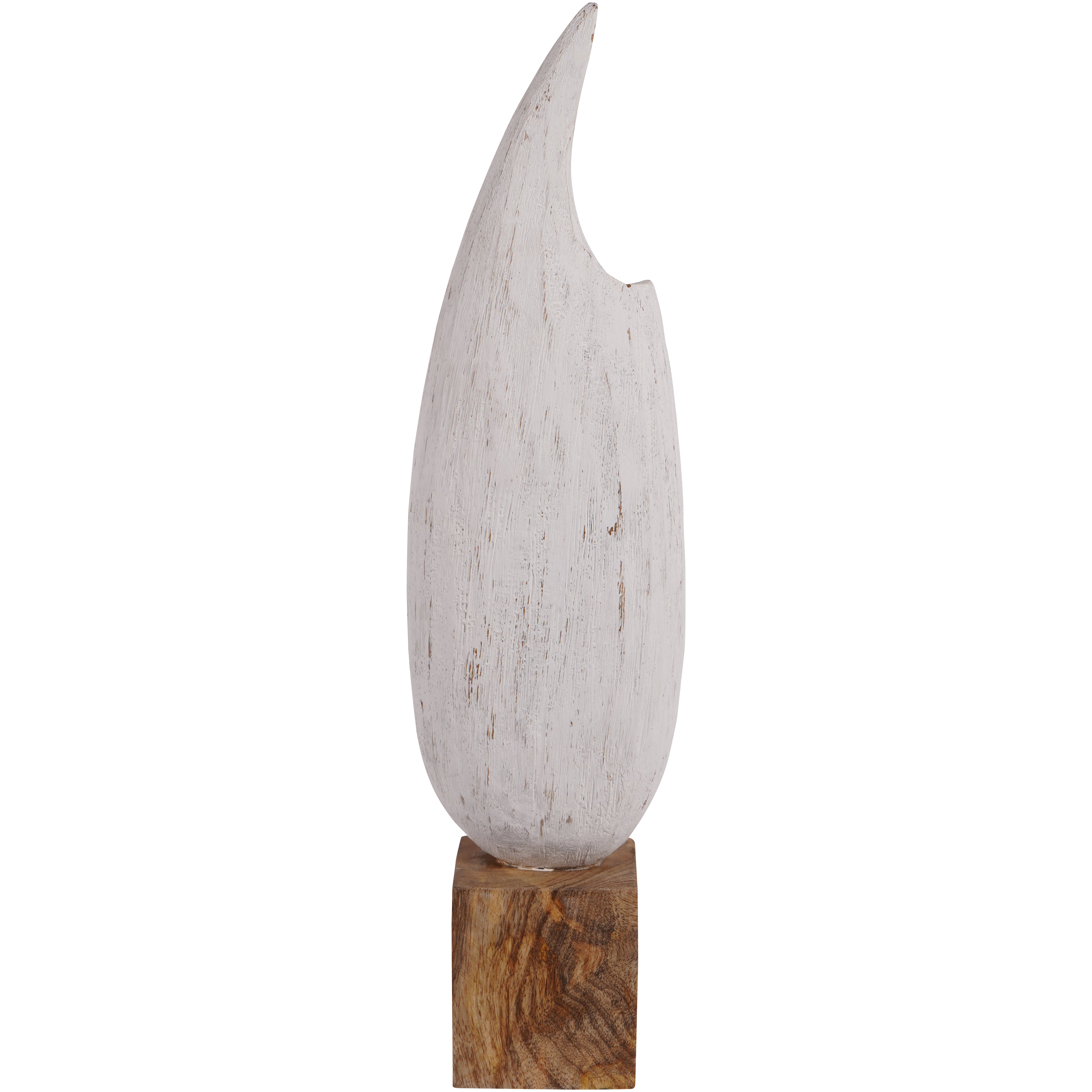 Hand Carved White Solid Wood Tall Sculpture