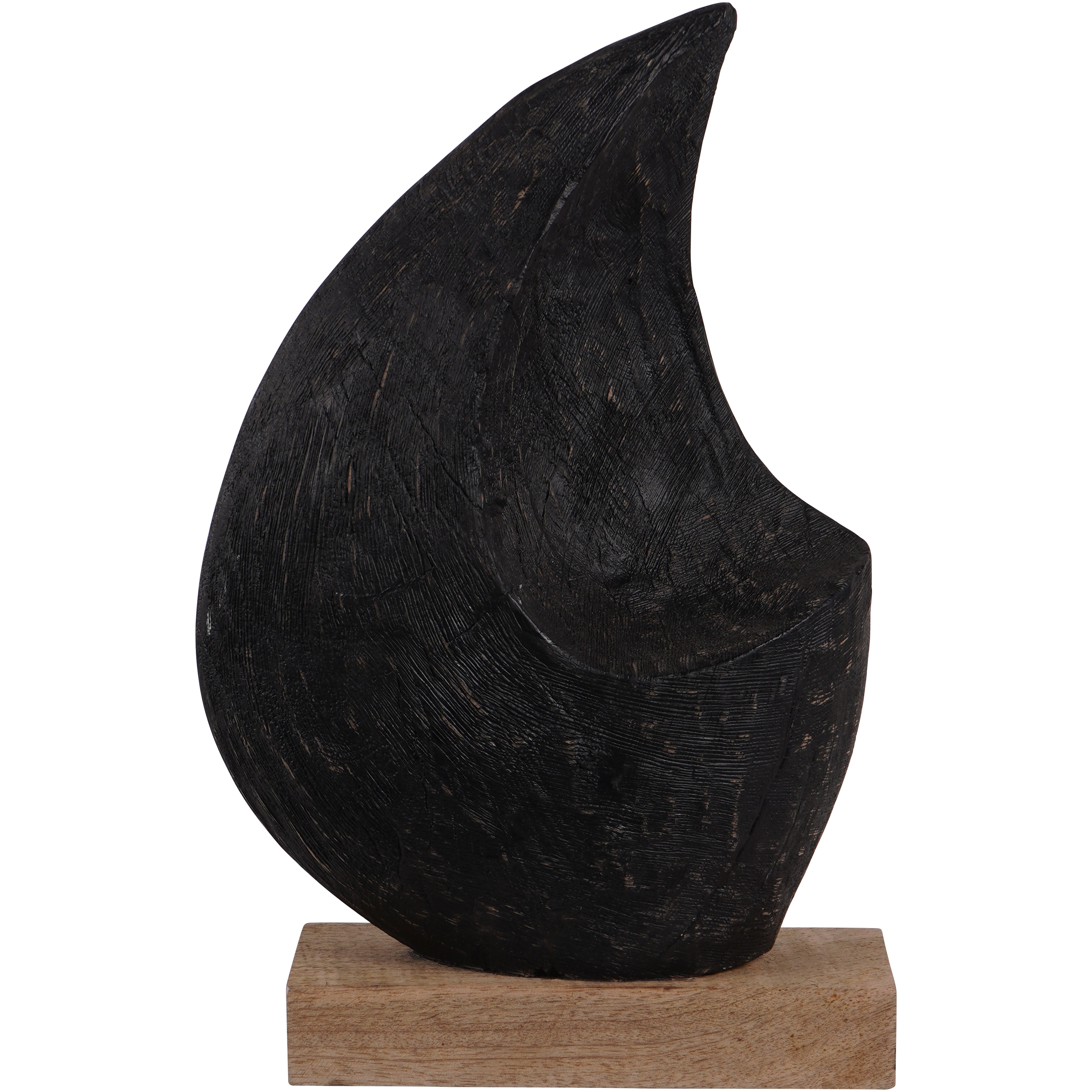 Hand Carved Black Solid Wood Sculpture