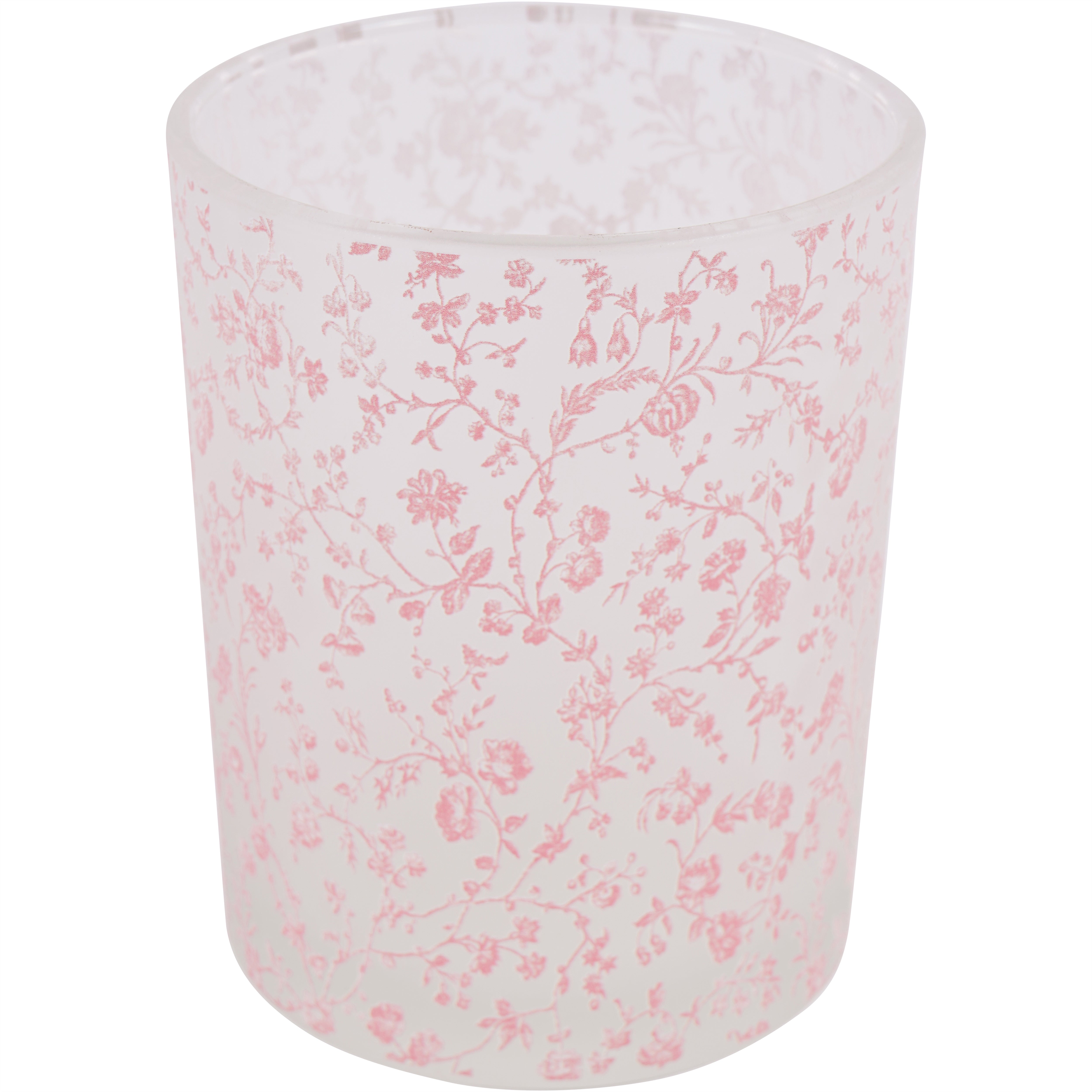 Laura Ashley Glass Hurricane Aria On White Frosted Background
