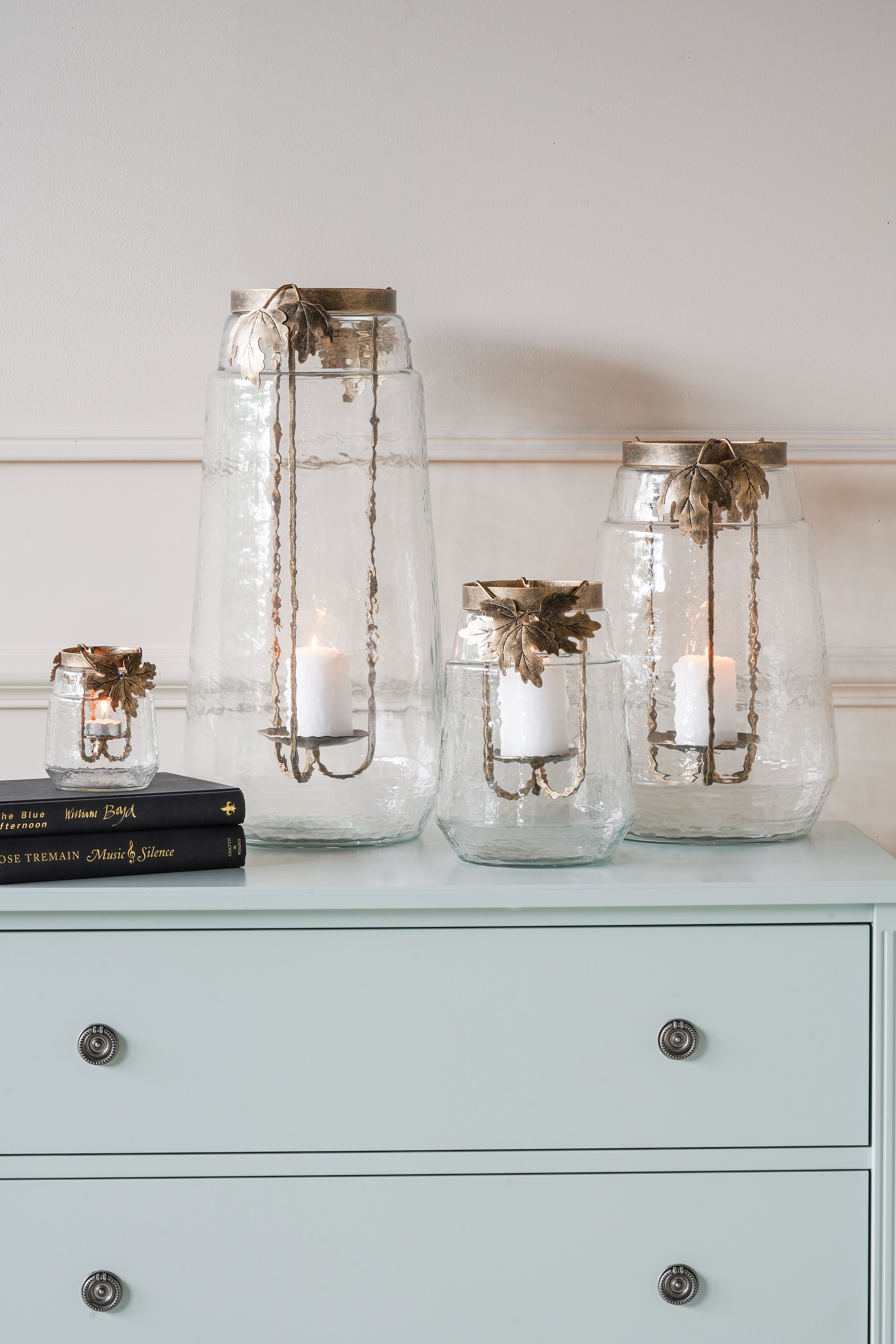 Laura Ashley Extra Large Leaf Bottle Hurricane