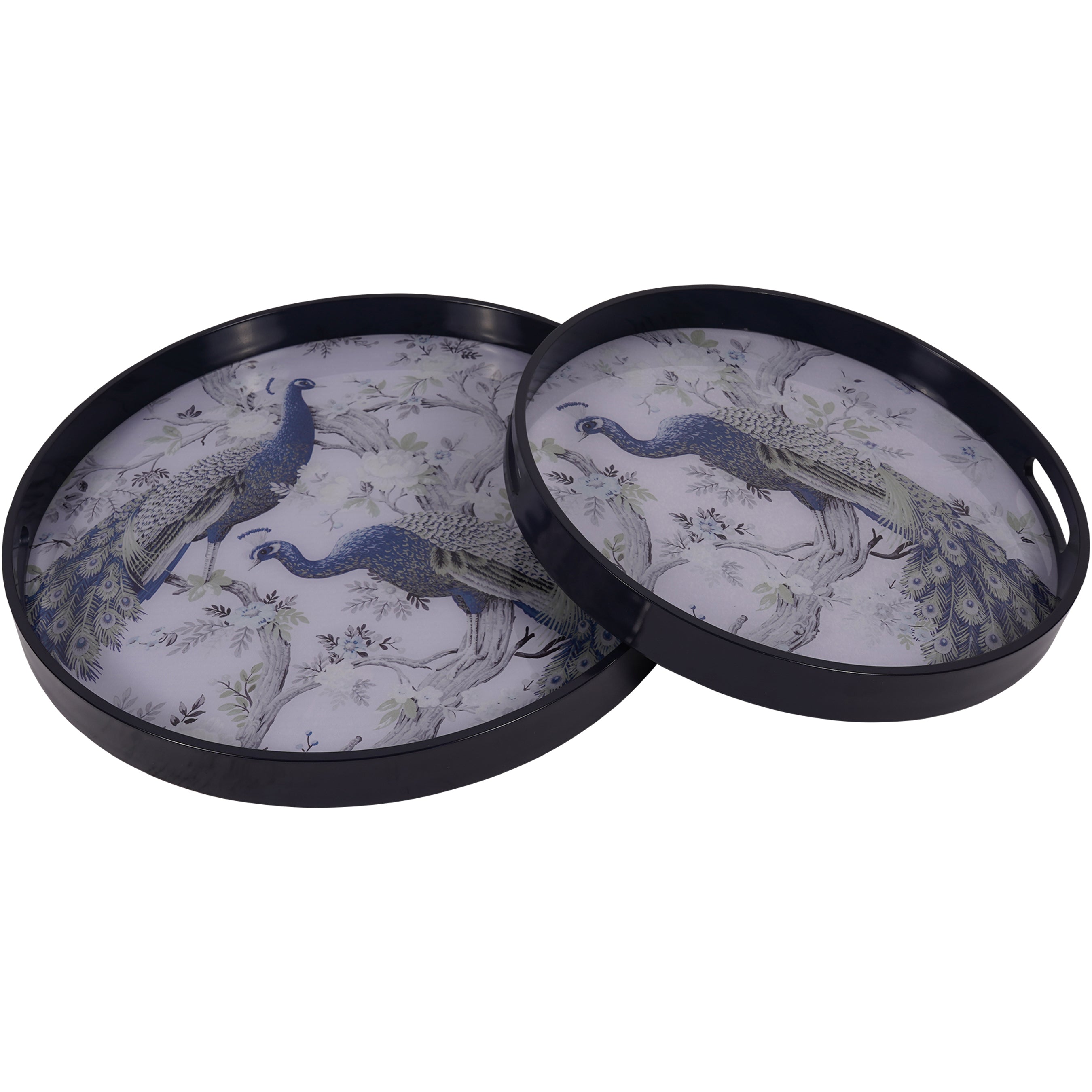 Laura Ashley Belvedere Peacock Print Set of 2 Trays