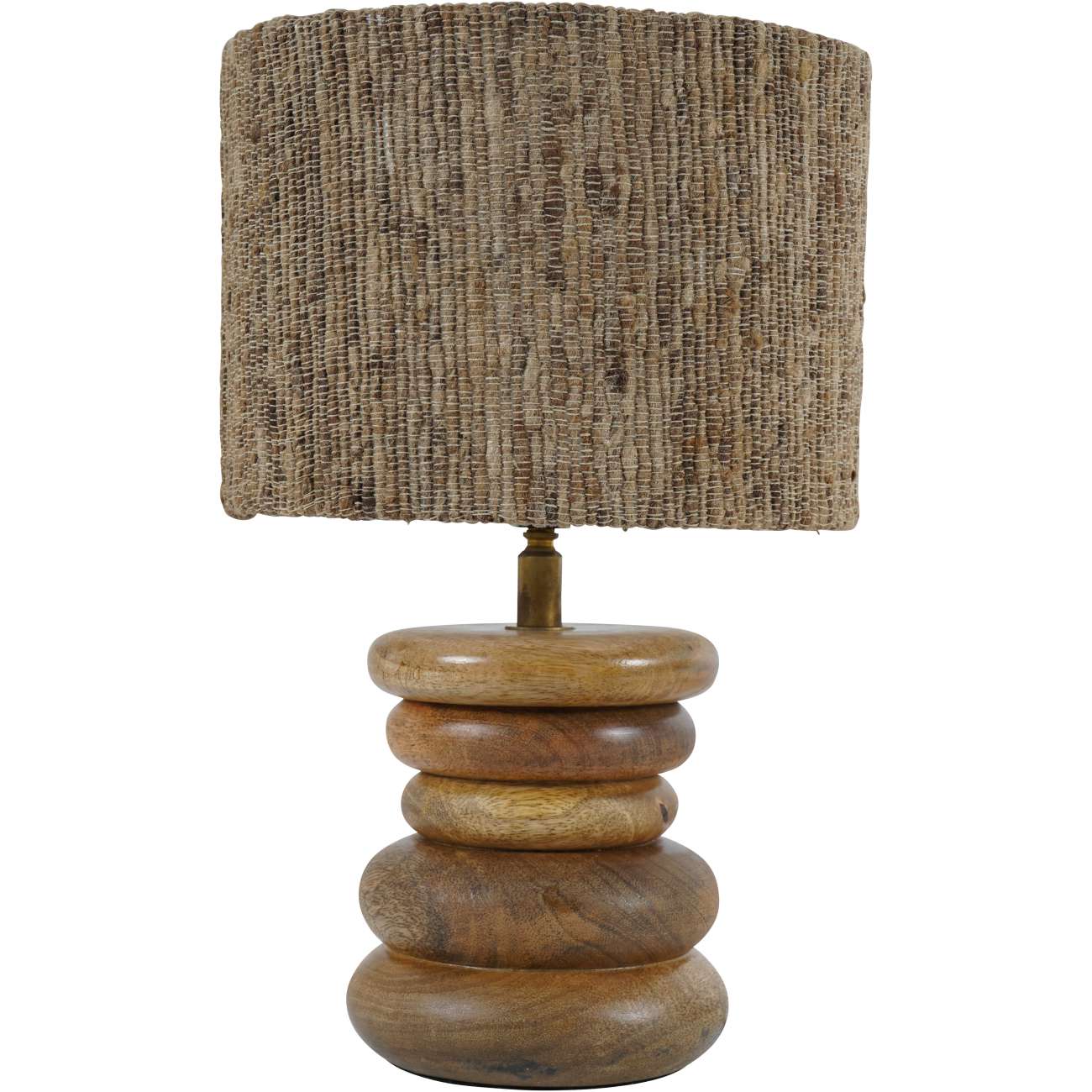Loni Small Solid Wood Table Lamp with Silk Jute Shade