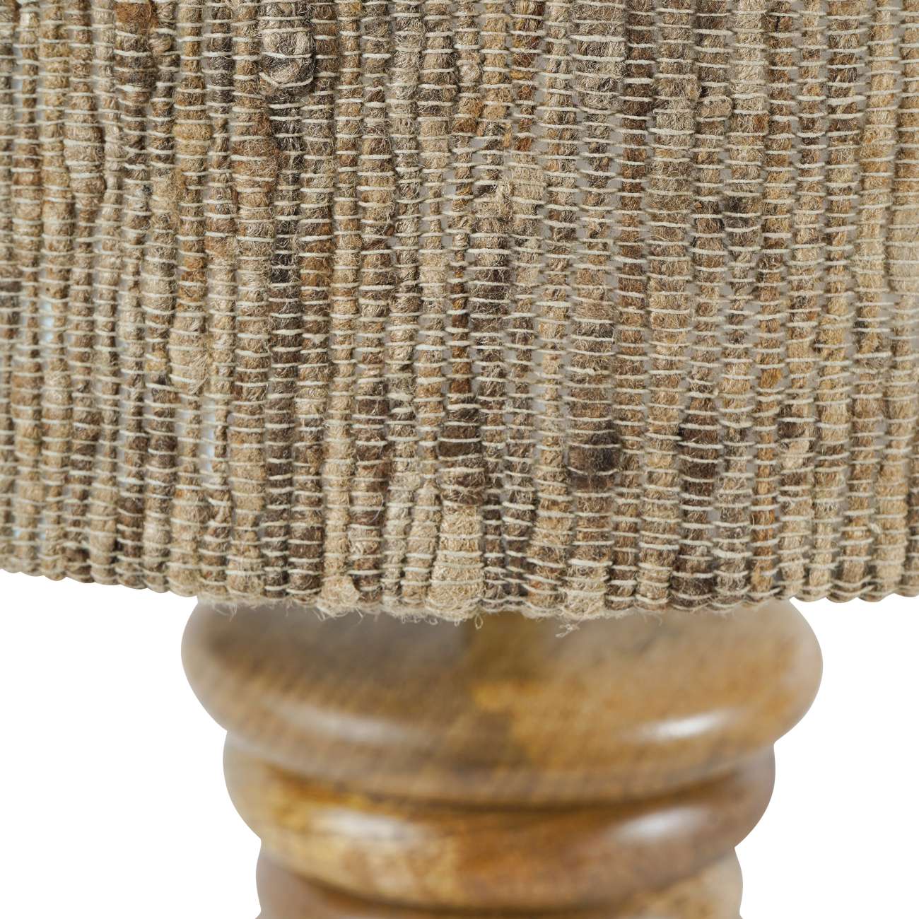 Loni Large Solid Wood Table Lamp with Silk Jute Shade