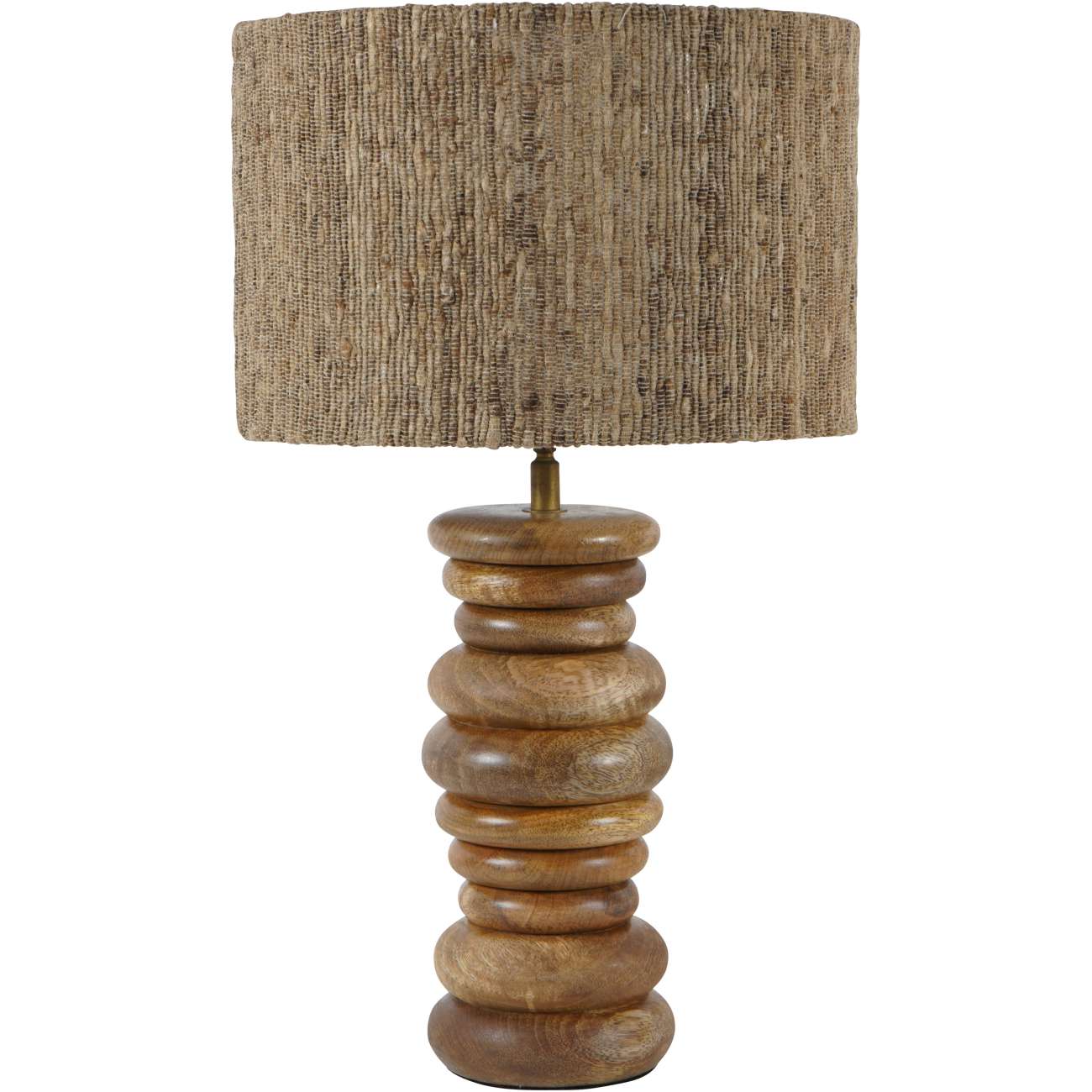 Loni Large Solid Wood Table Lamp with Silk Jute Shade