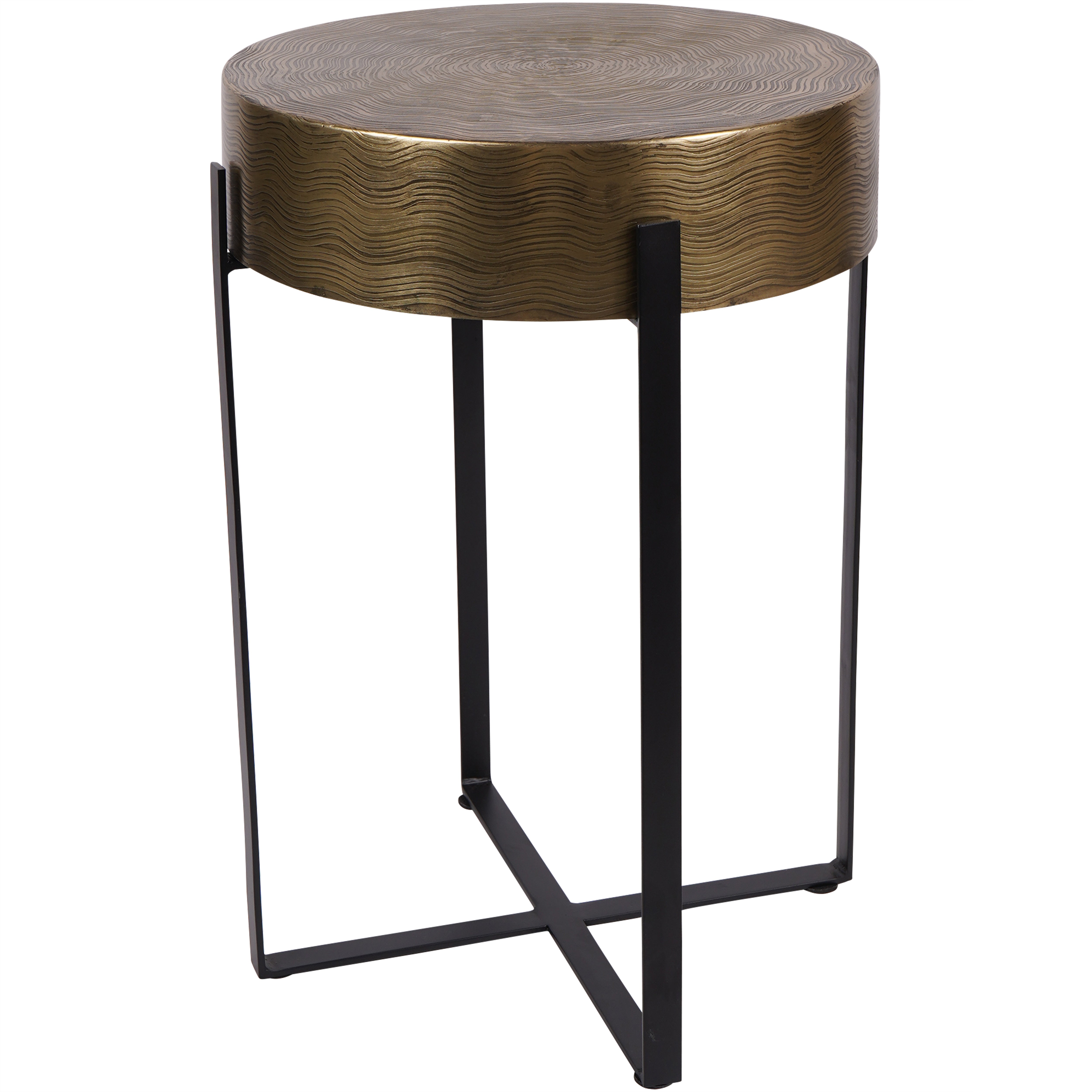 Stowe Etched Brass Finish Side Table