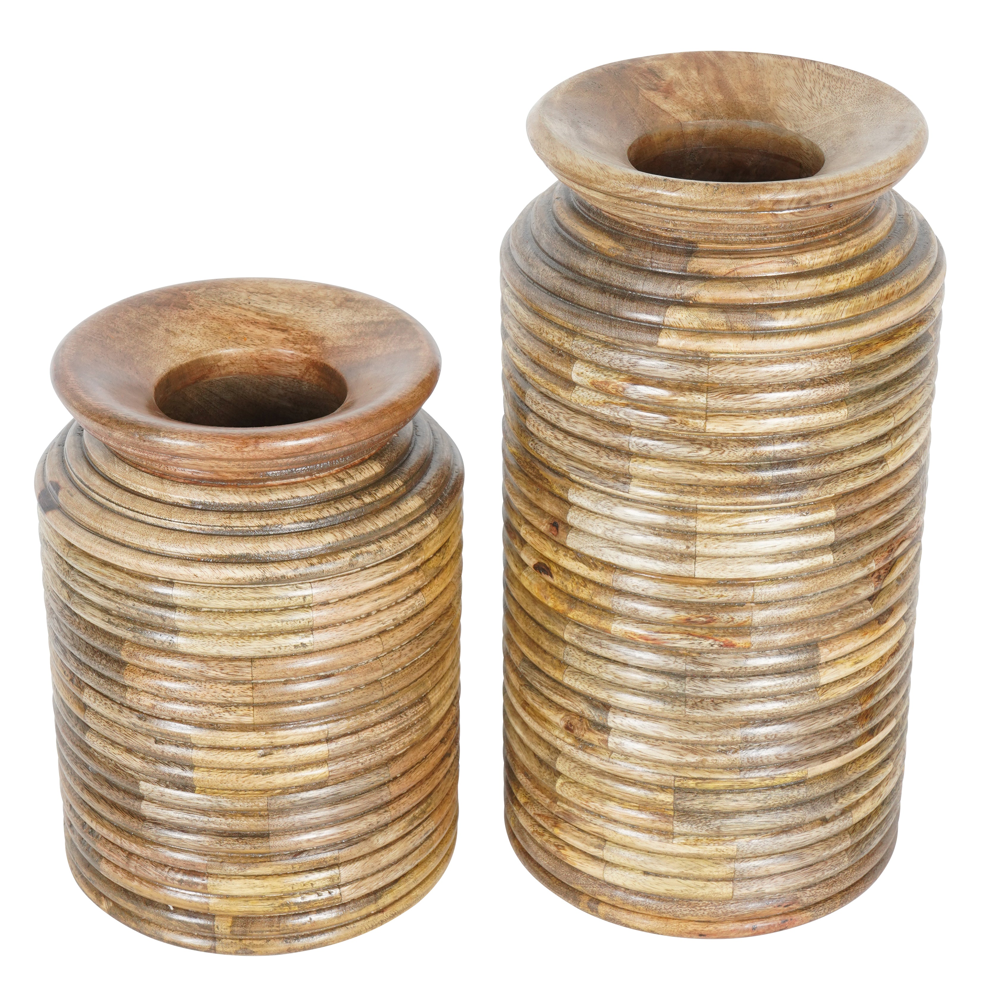 Loni Set of 2 Solid Wood Decorative Vases