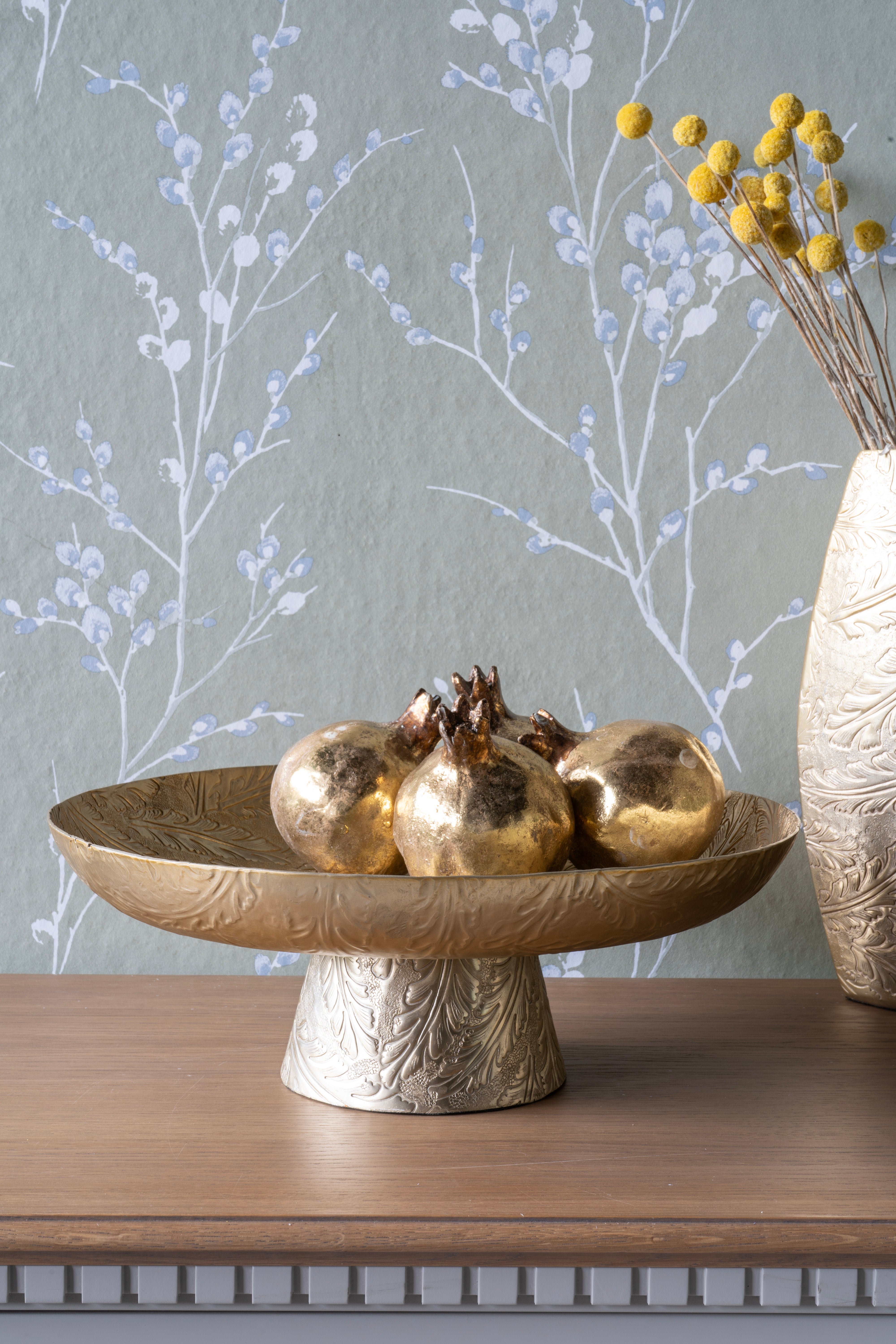 Laura Ashley Winspear Gold Leaf Embossed Round Footed Bowl